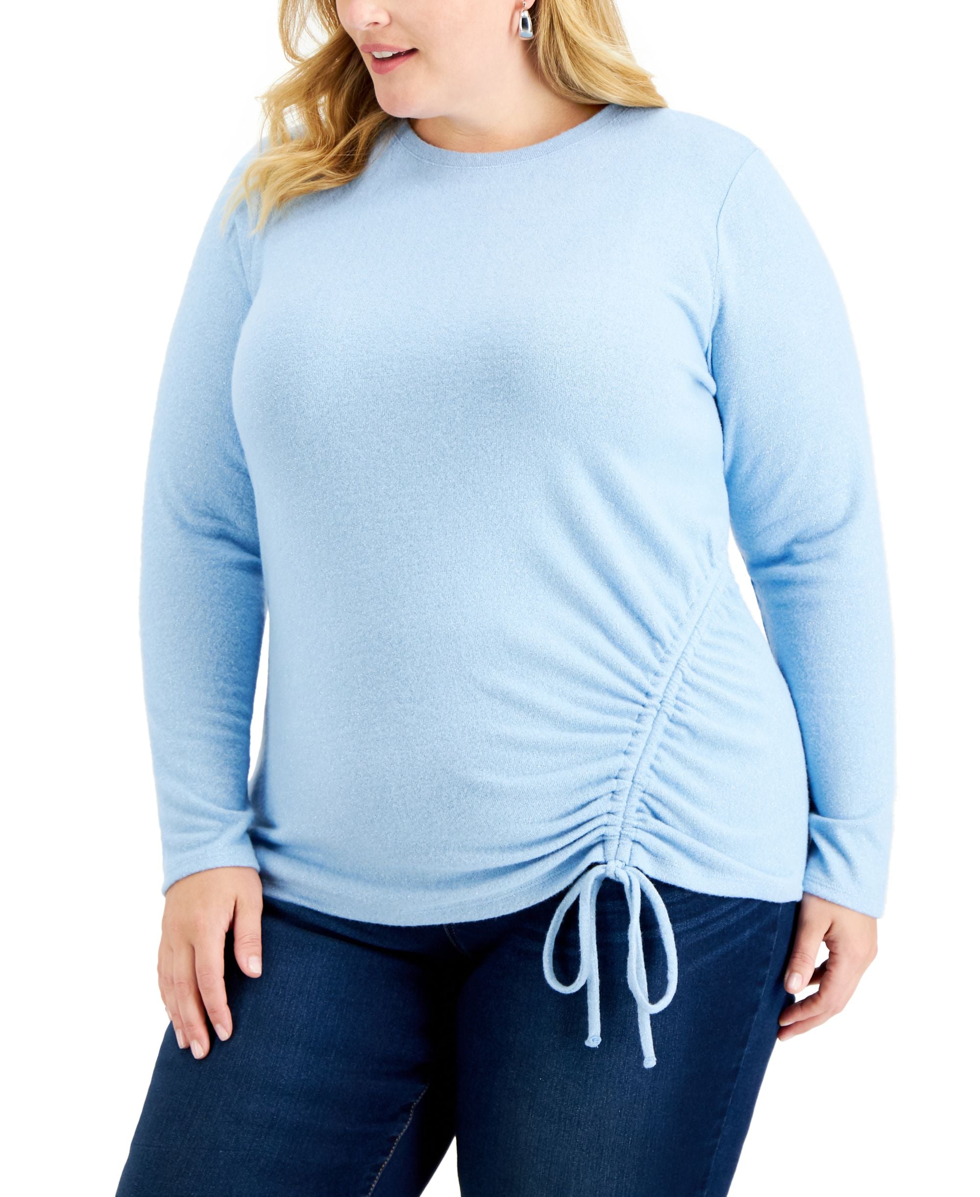 INC International Concepts Plus Size Metallic Ruched Top