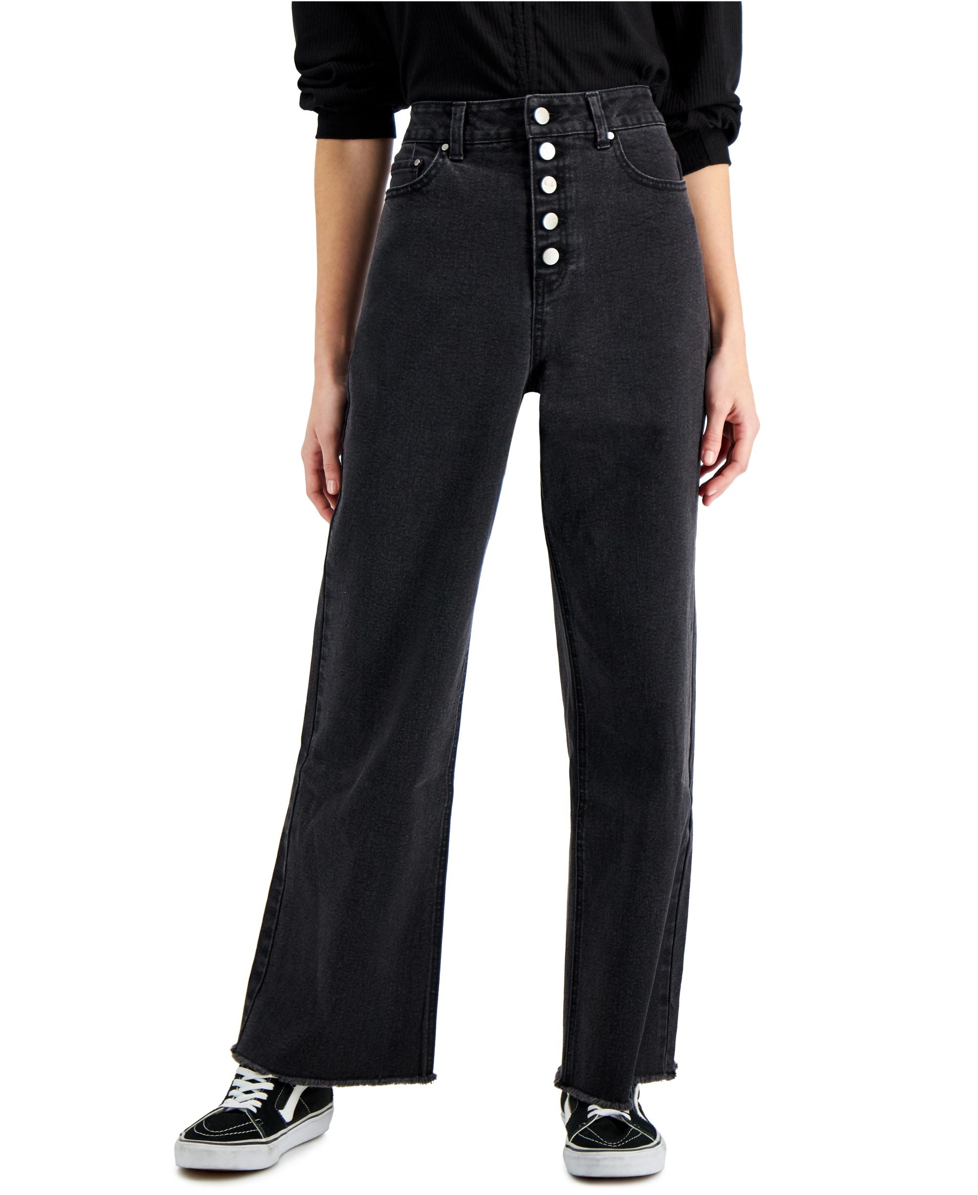 Tinsel Petite 5 Button Wide Leg Jeans