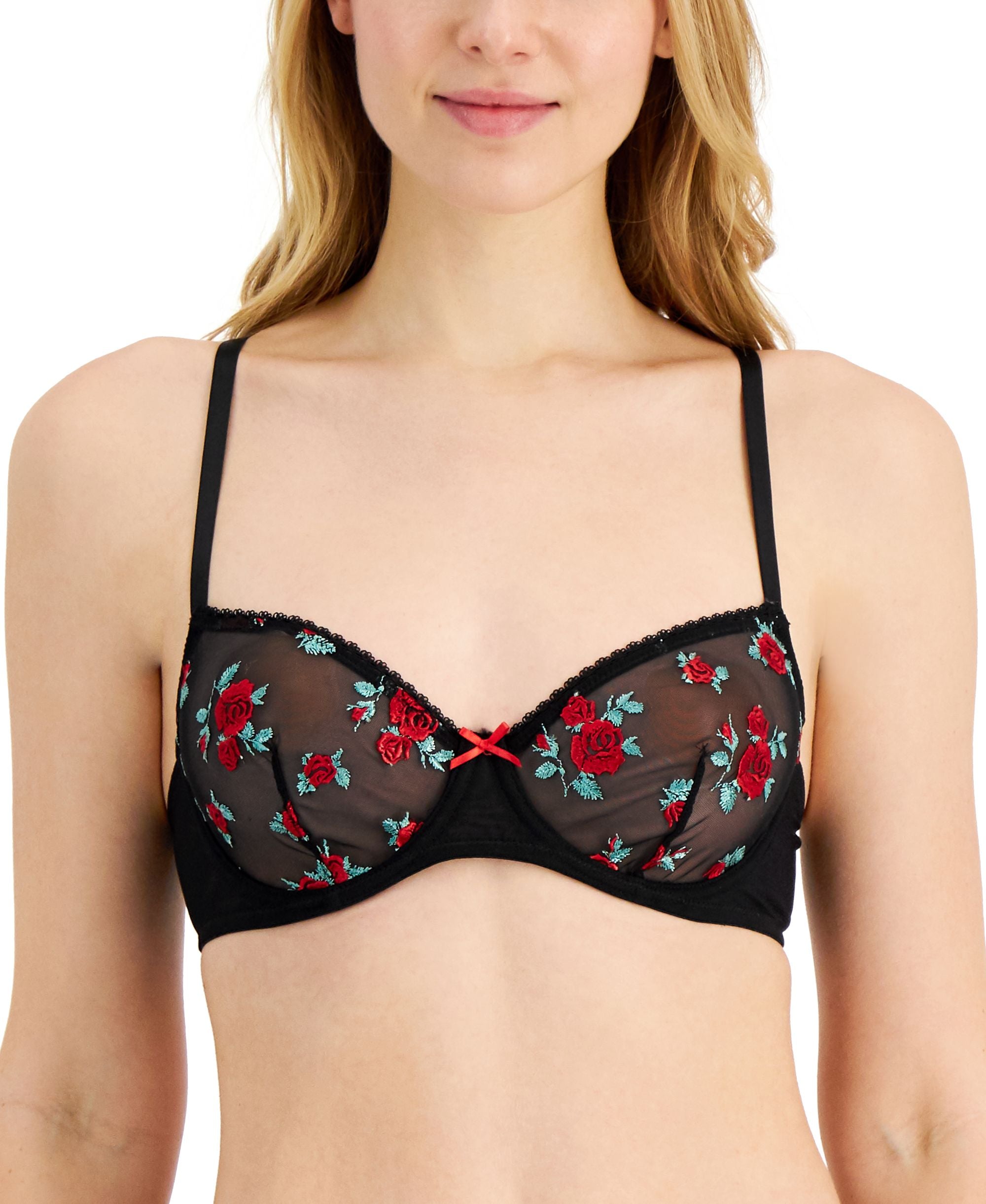 INC International Concepts Rose Embellished Bra