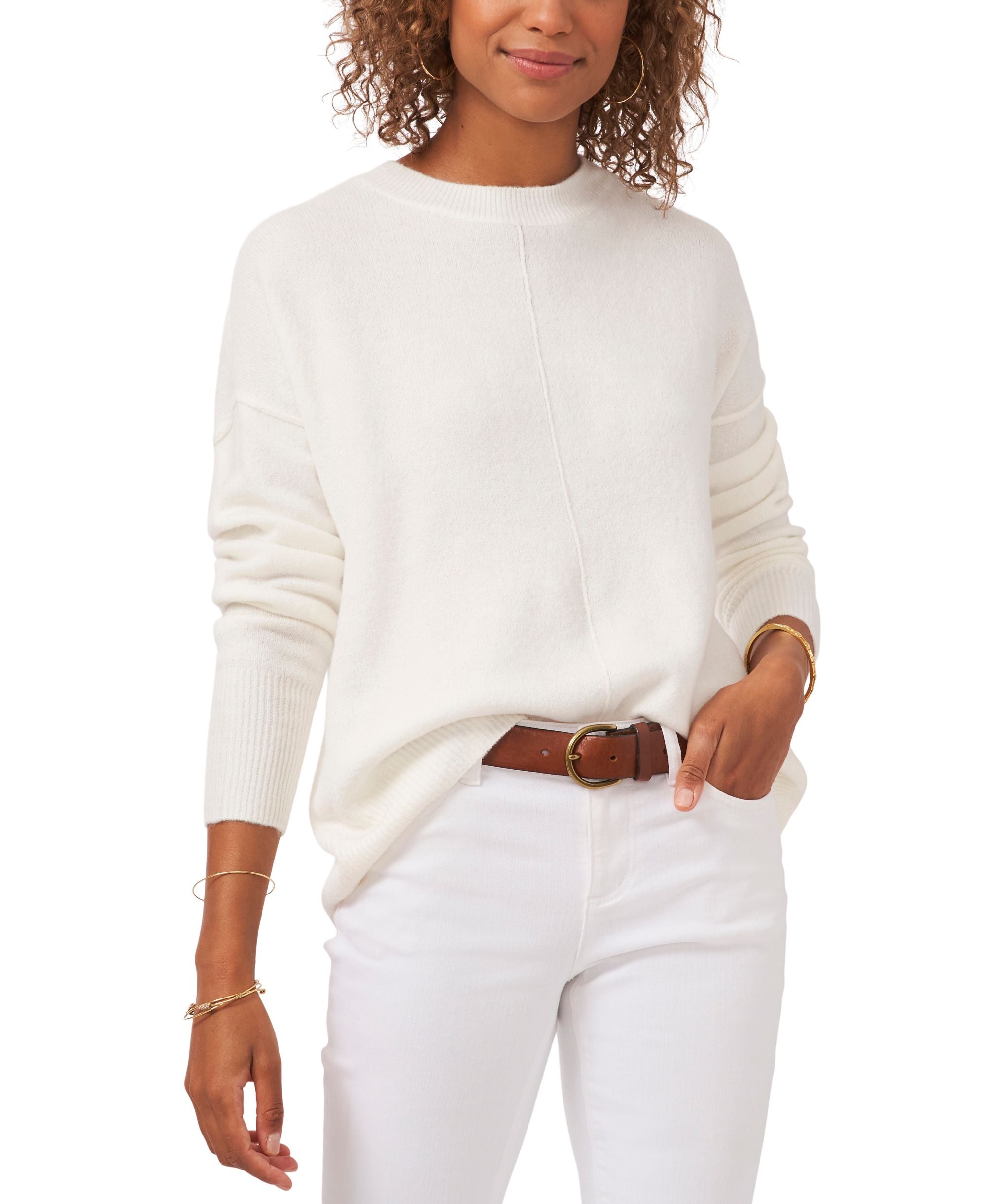 Vince Camuto Plus Size Crewneck Sweater Silver