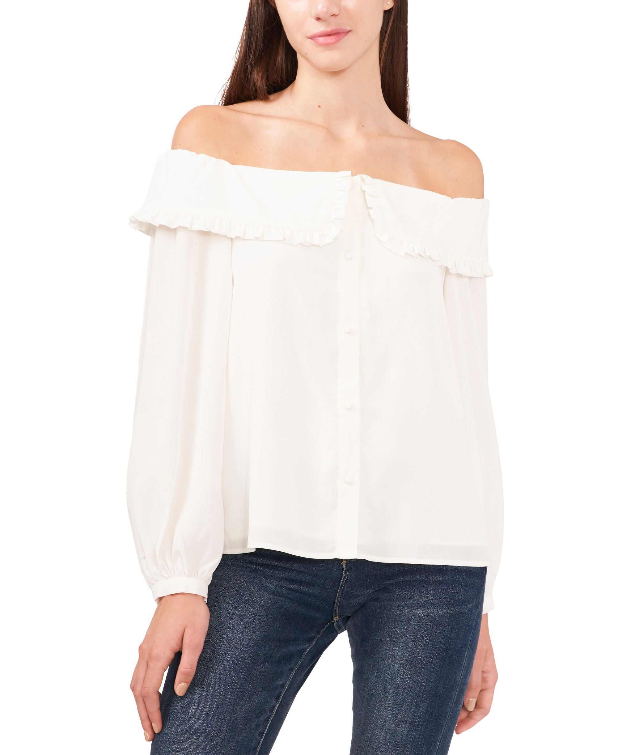 Riley Rae Off The Shoulder Flounce Trim Top