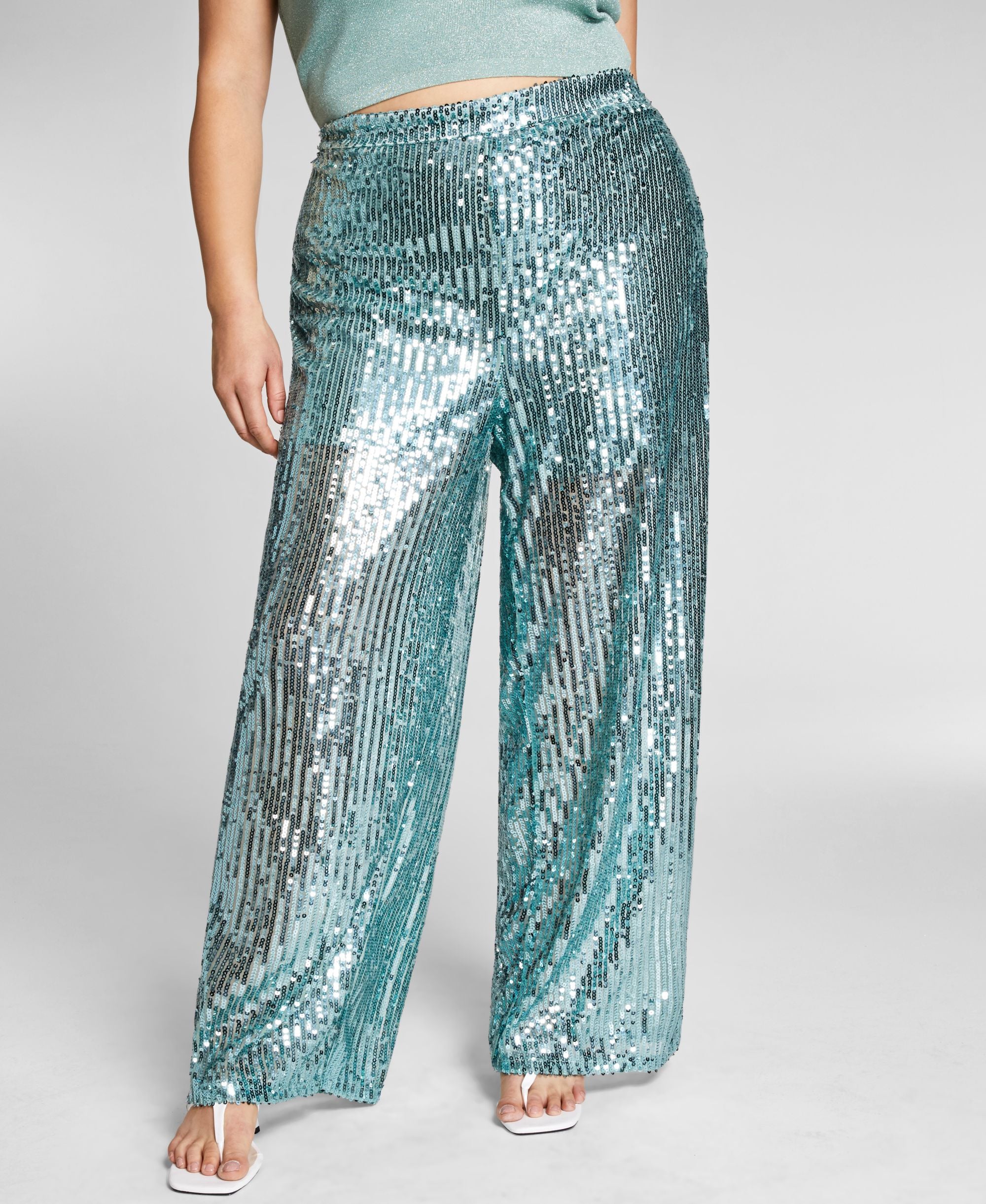 Jeannie Mai X Inc Plus Size Sheer Sequin Pants