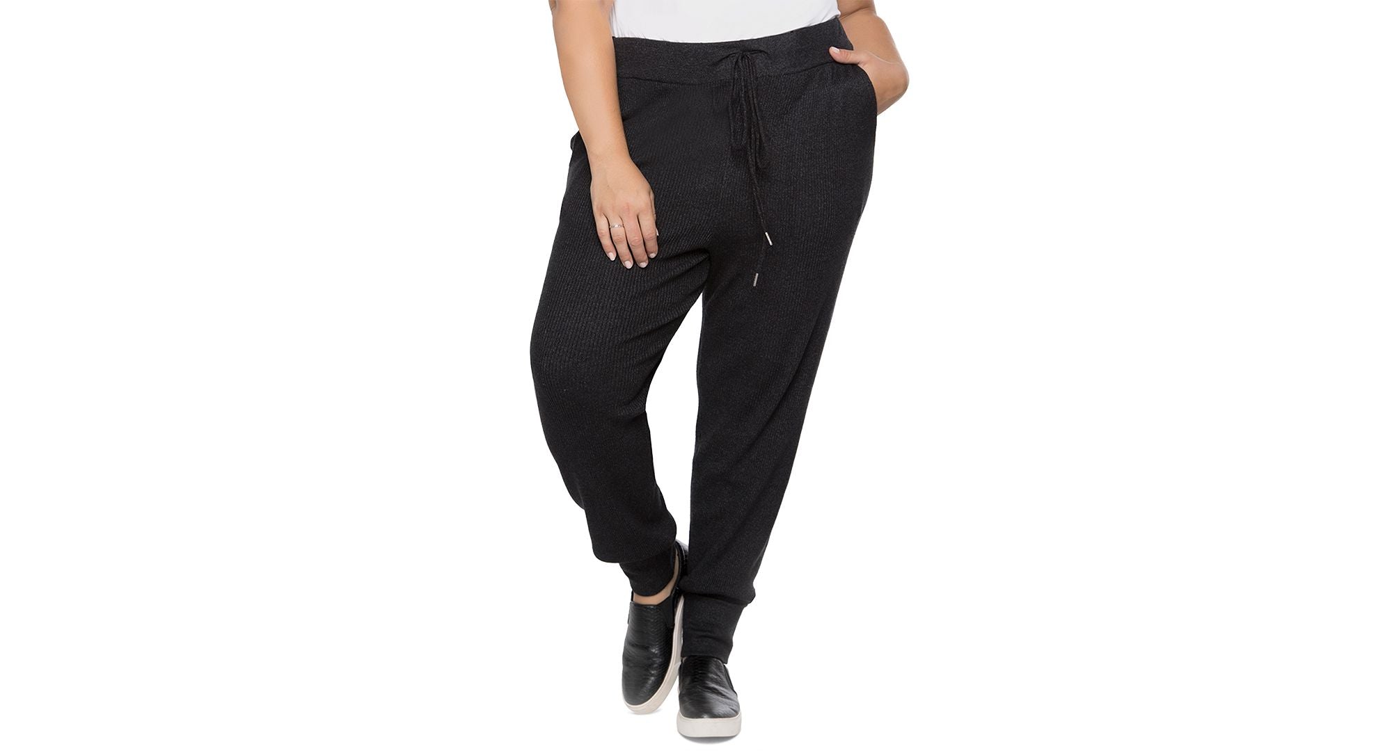 Black Tape Trendy Plus Size Ribbed Jogger Pants