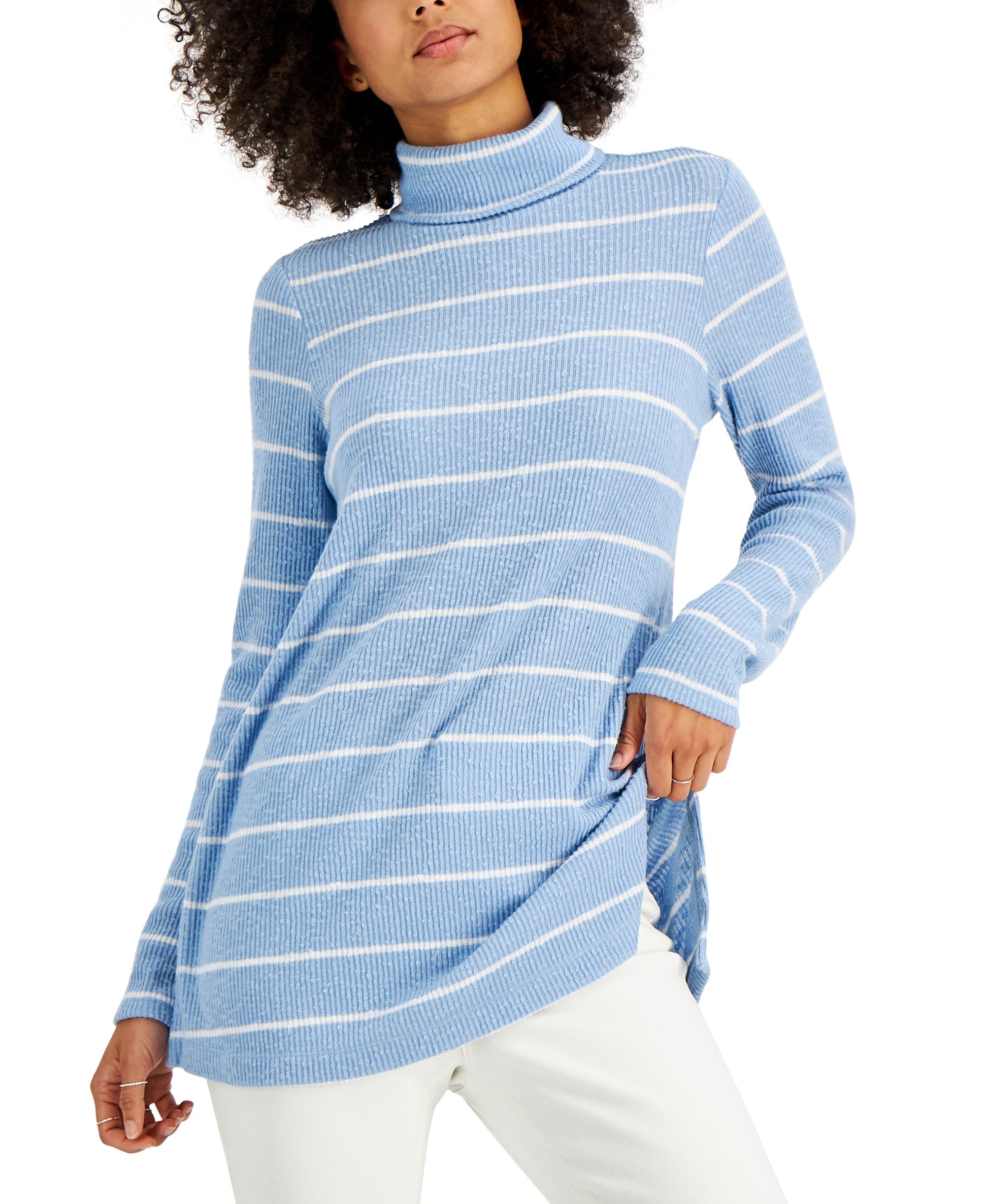 Style & Co Striped Rib Knit Tunic Top