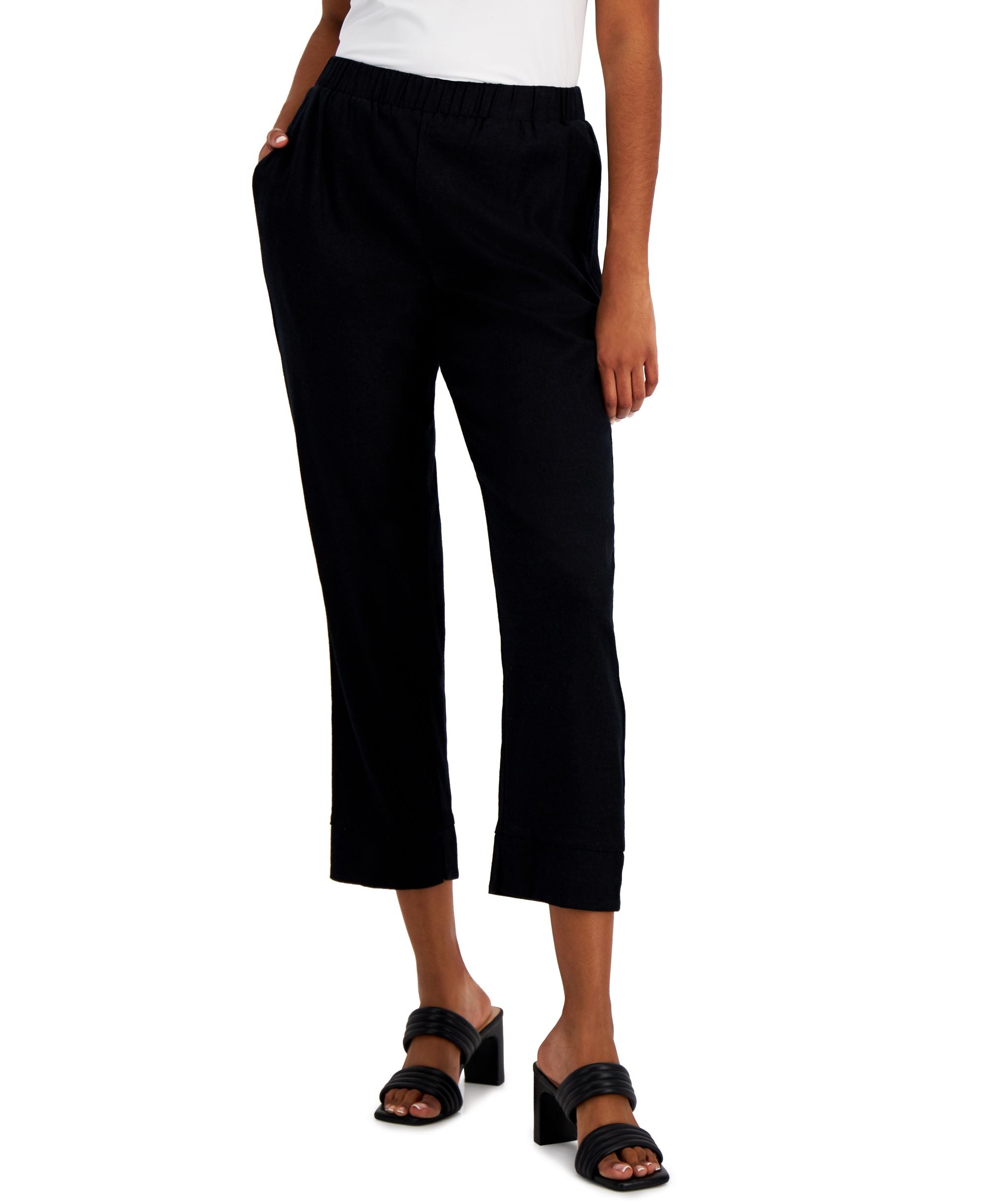 Alfani Cropped Linen Jogger Pants