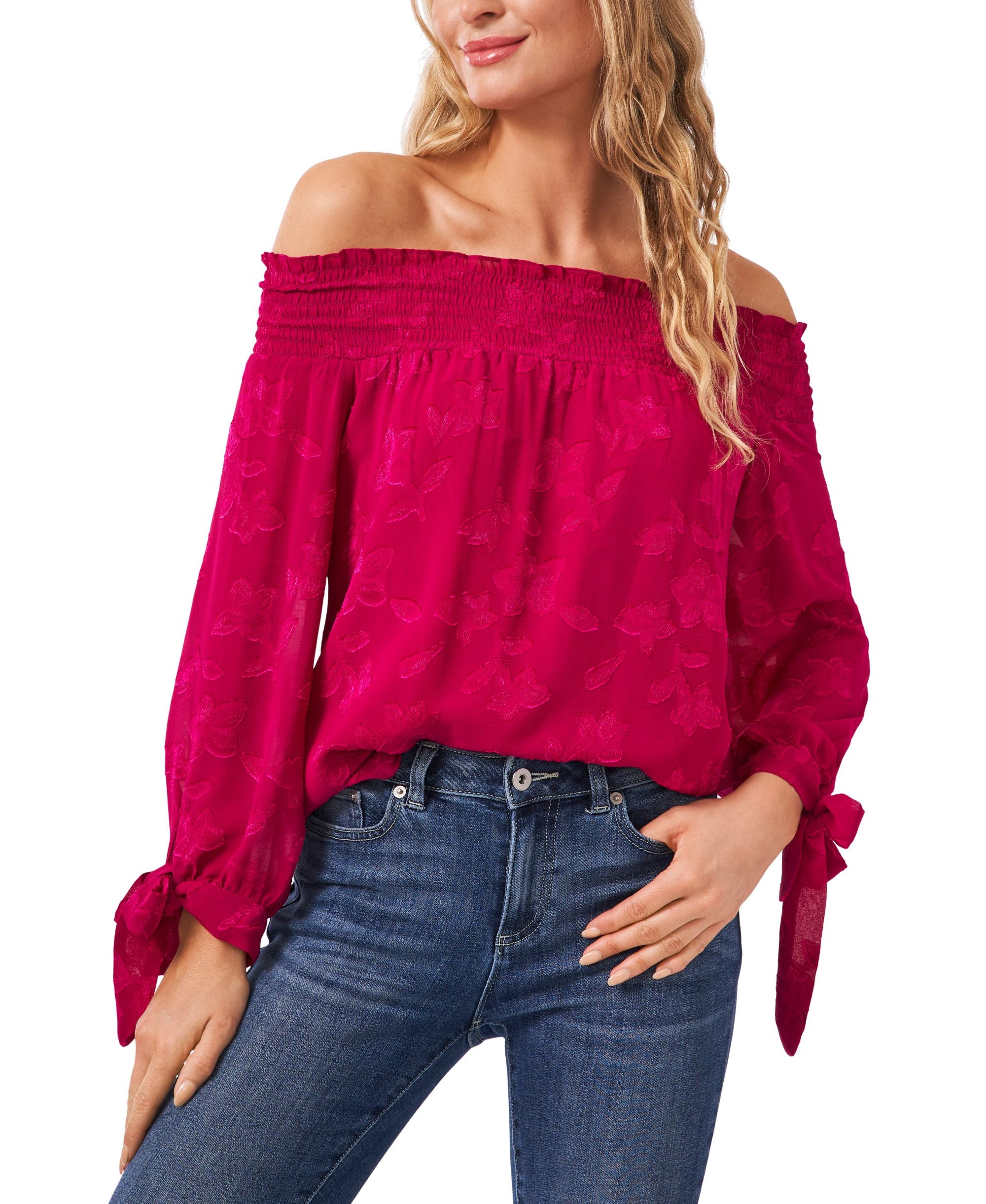 Cece Tie Cuff Off The Shoulder Top