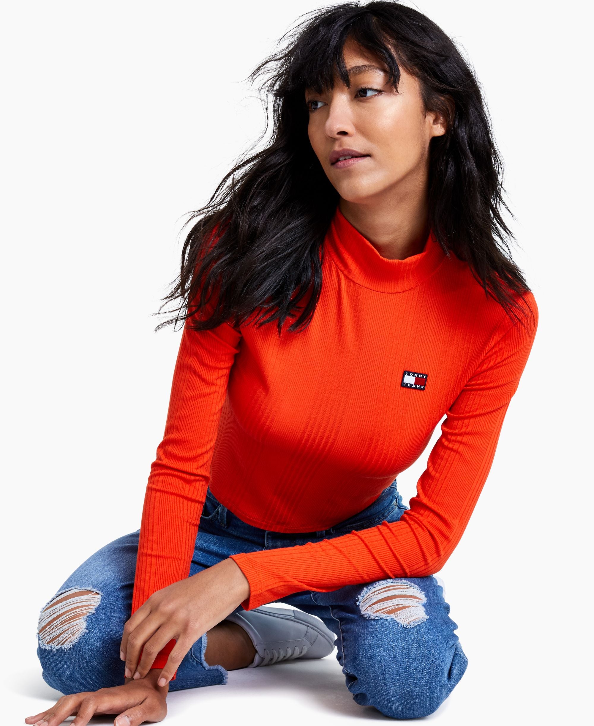 Tommy Jeans Cropped Mock Neck Top