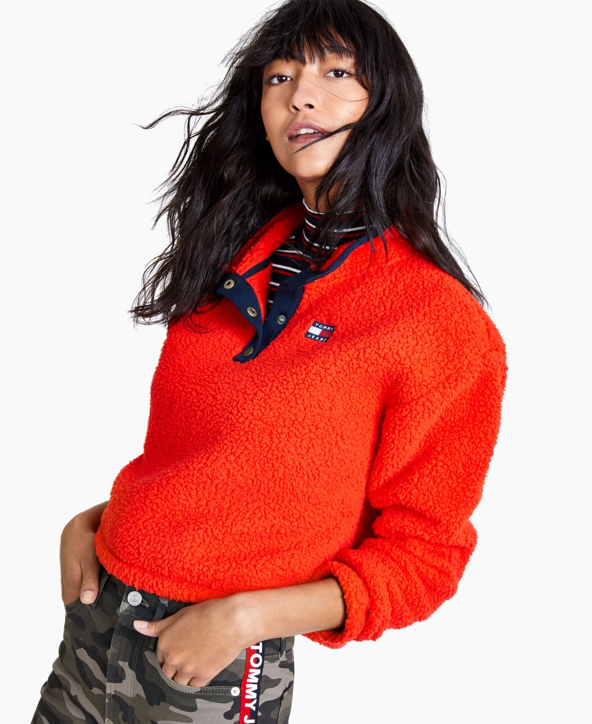 Tommy Jeans Fleece Mock Neck Top