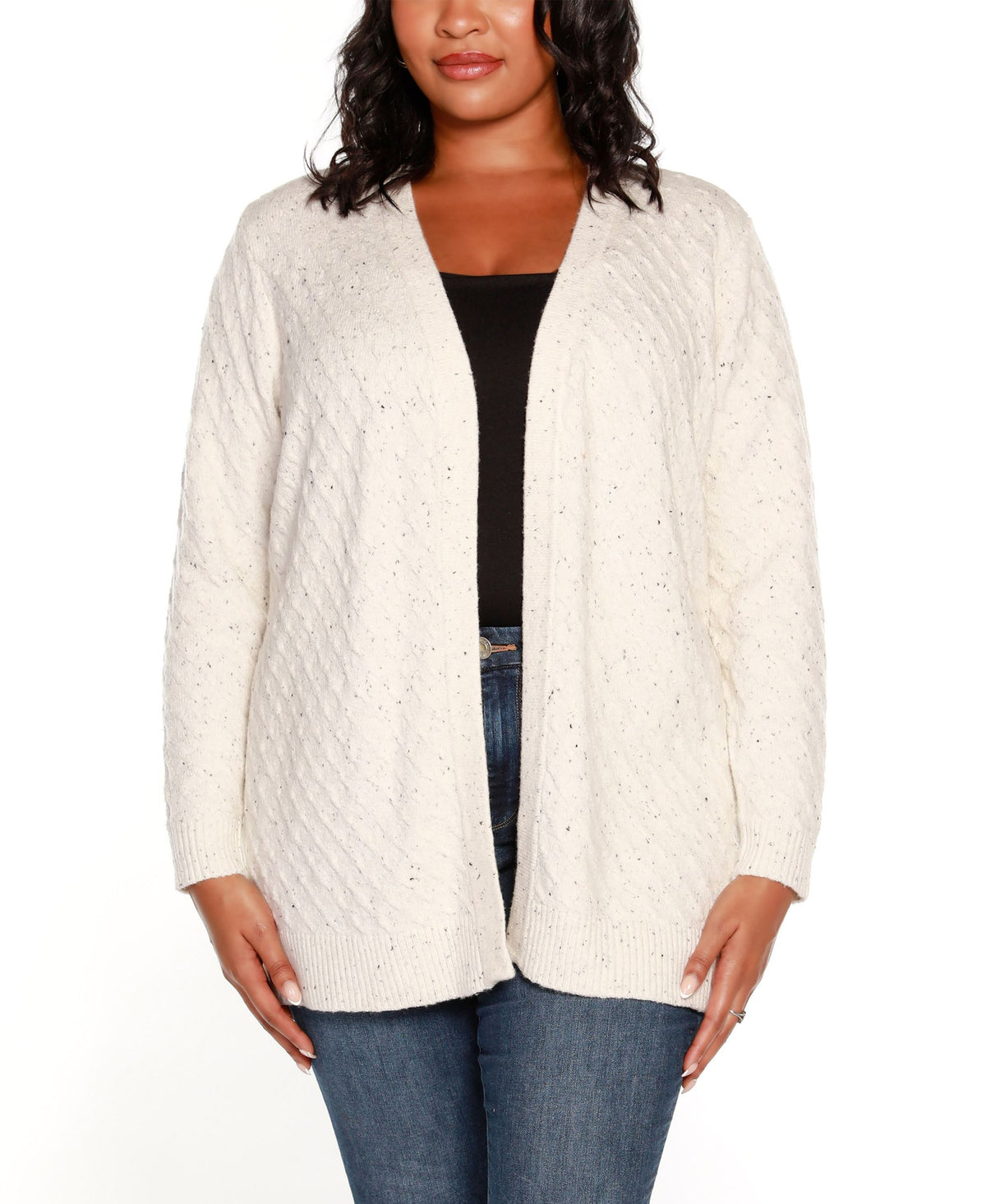 Plus Size Textured Open-Front Cardigan