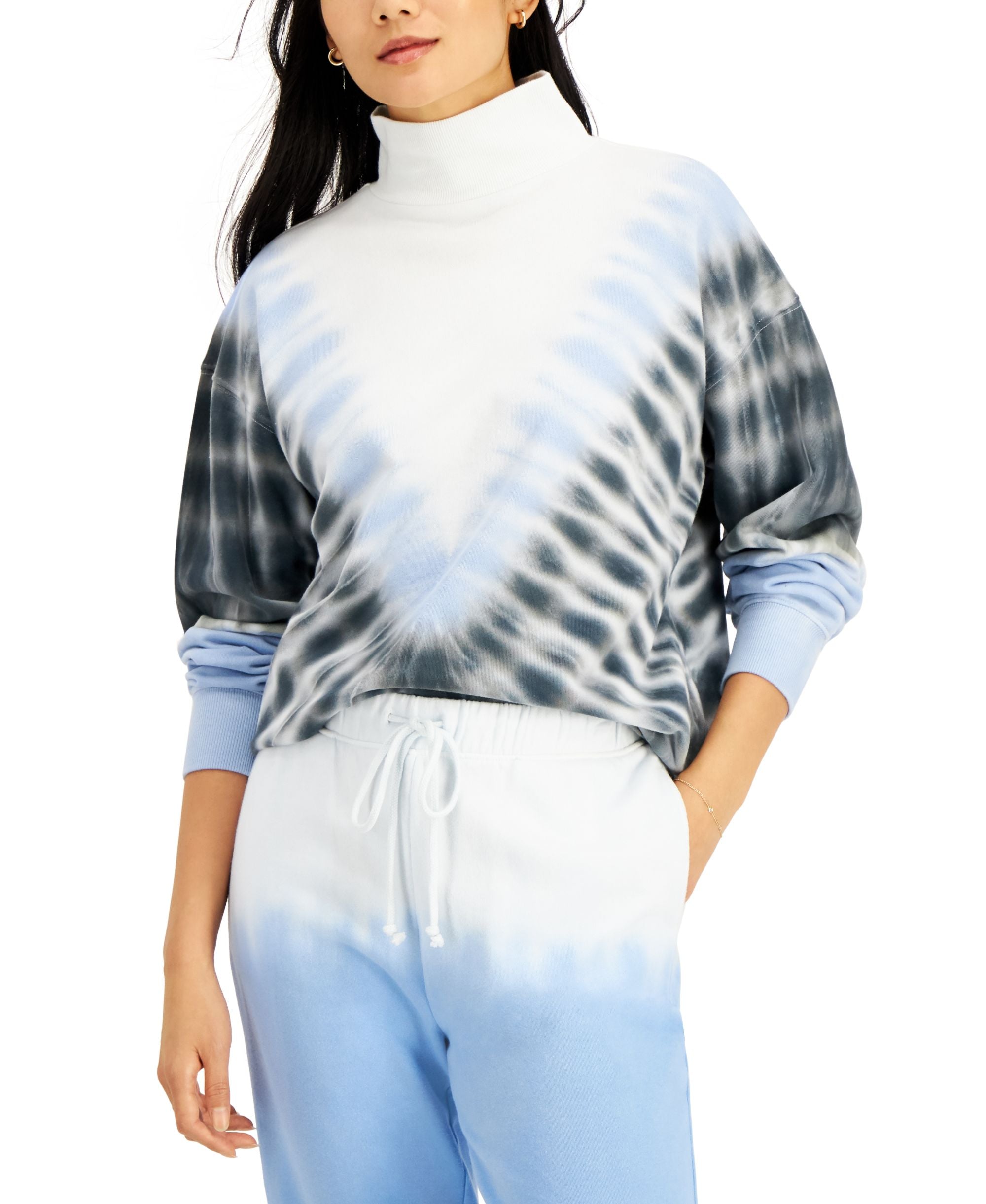 Style & Co Tie Dye Mock Neck Sweatshirt