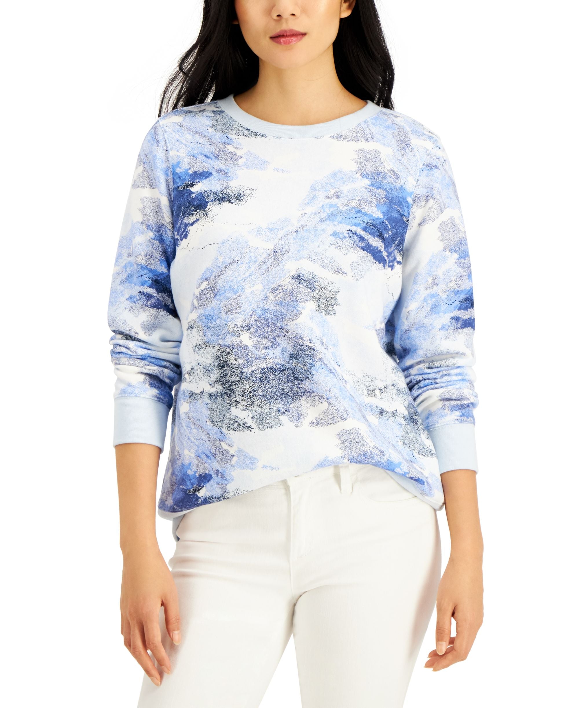 Style & Co Printed Crewneck Sweatshirt