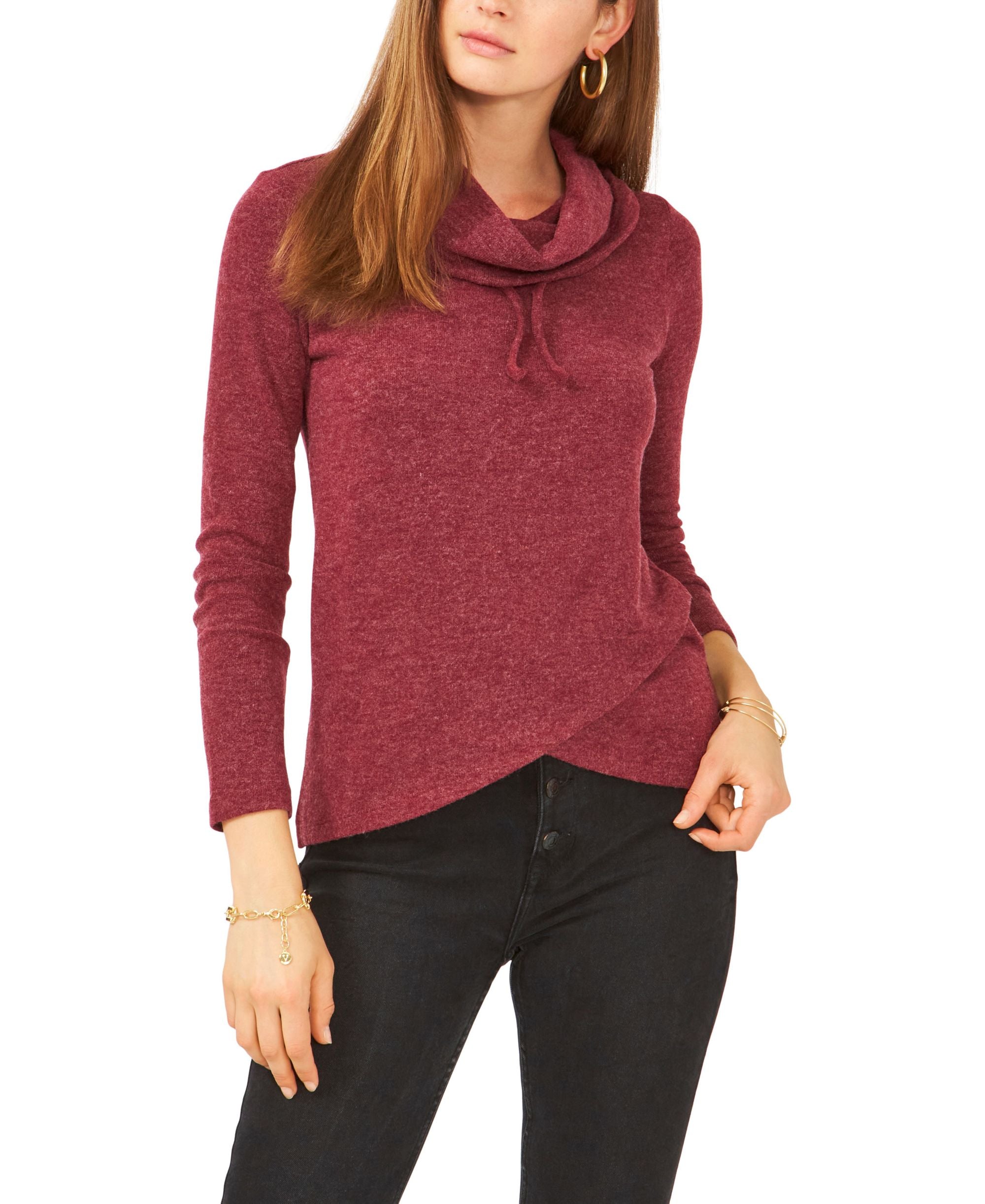 1.State Long Sleeve Drawstring Cowl Neck Top