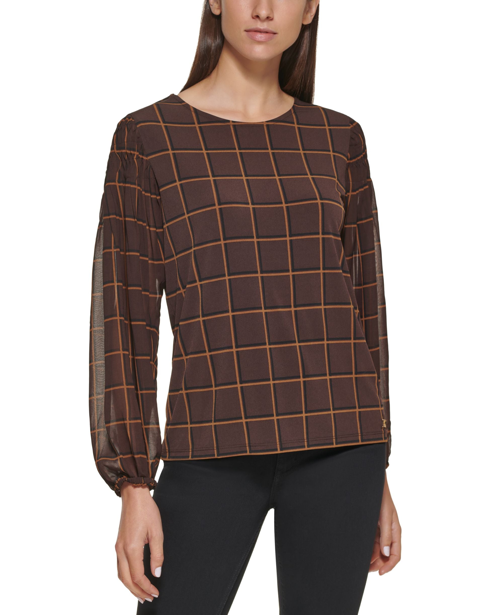 Printed Pleat Sleeve Top