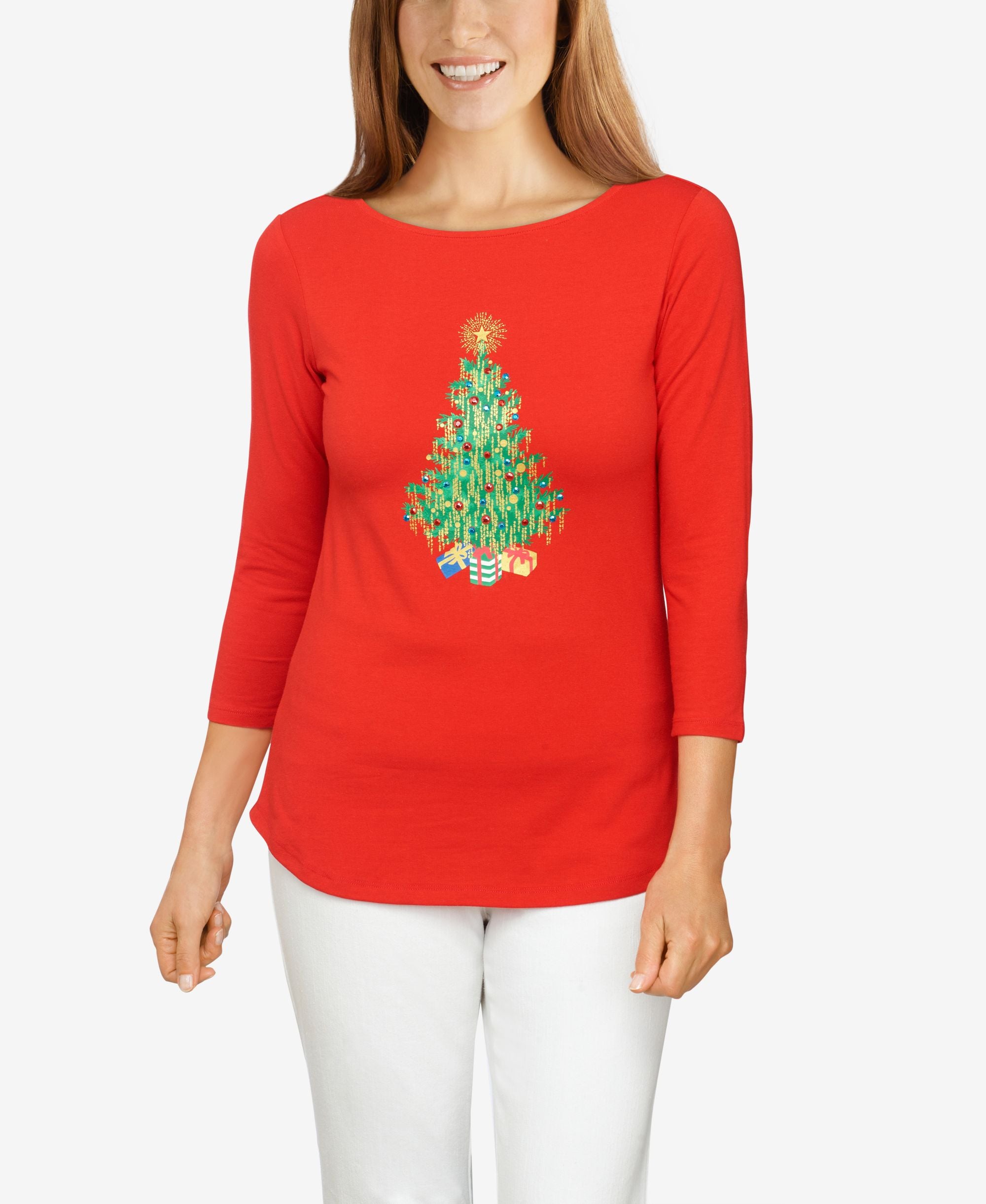 Ruby Rd. Plus Size Embellished Christmas Tree Top