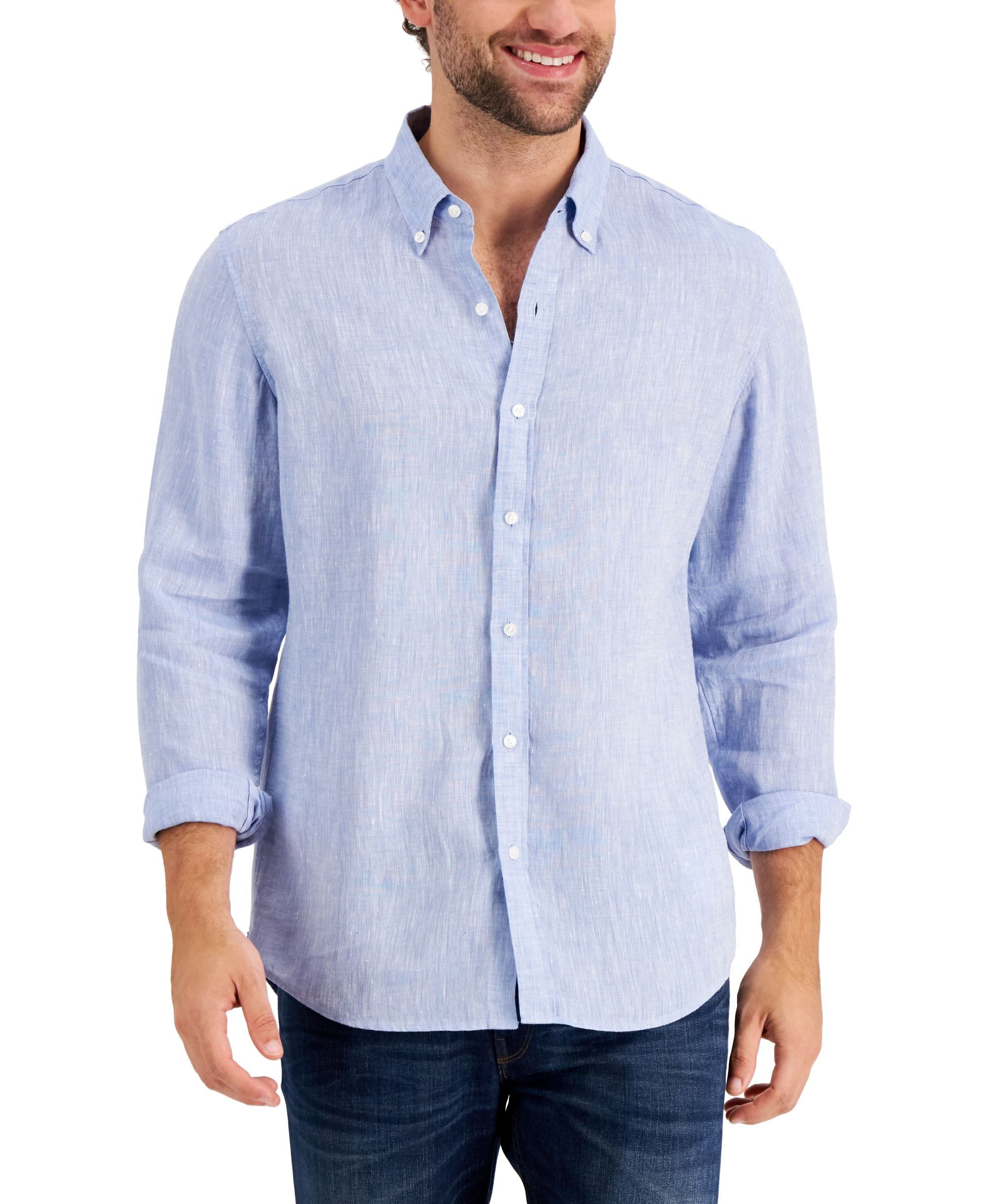 Michael Kors Mens Long Sleeve Linen Shirt