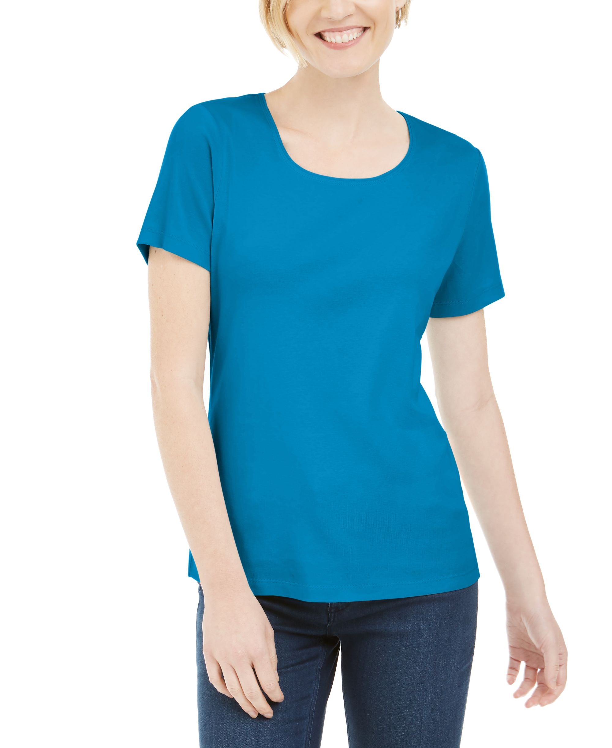 Petite Cotton Scoop-Neck Top