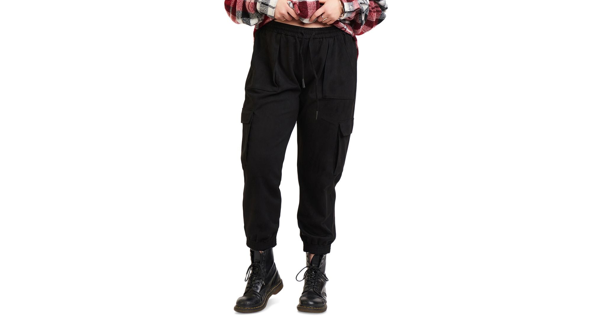 Black Tape Trendy Plus Size Faux Suede Cargo Pants