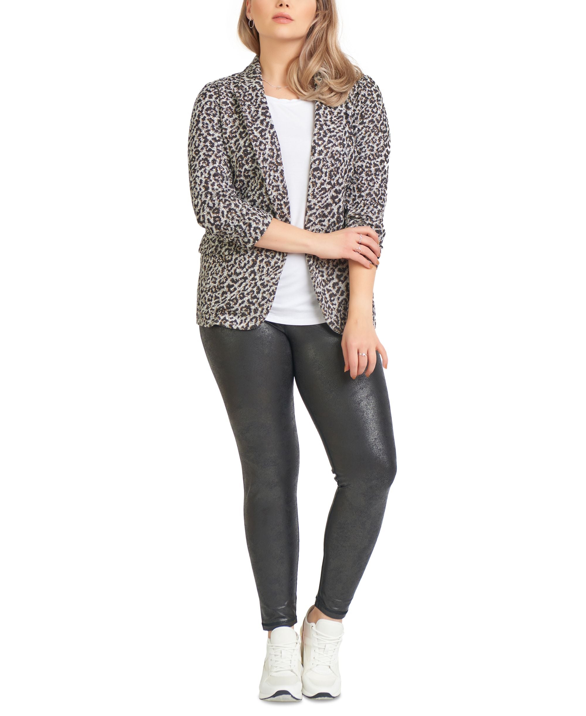 Back Tape Trendy Plus Size Crackle Leggings