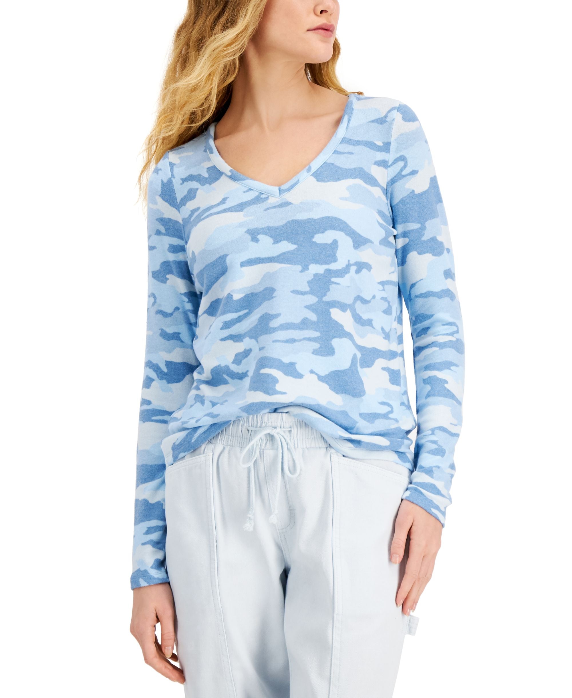 Style & Co Camo Print Long Sleeve T-Shirt