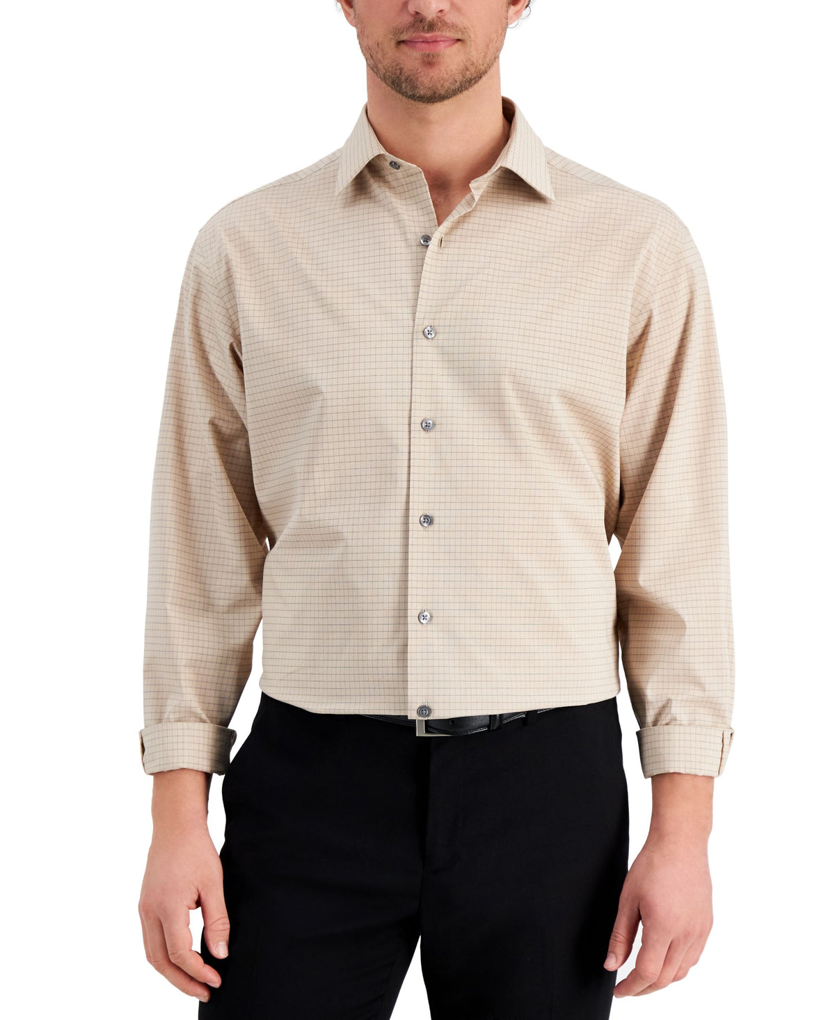 Alfani Mens Regular Fit Traveler Stretch Dress Shirt