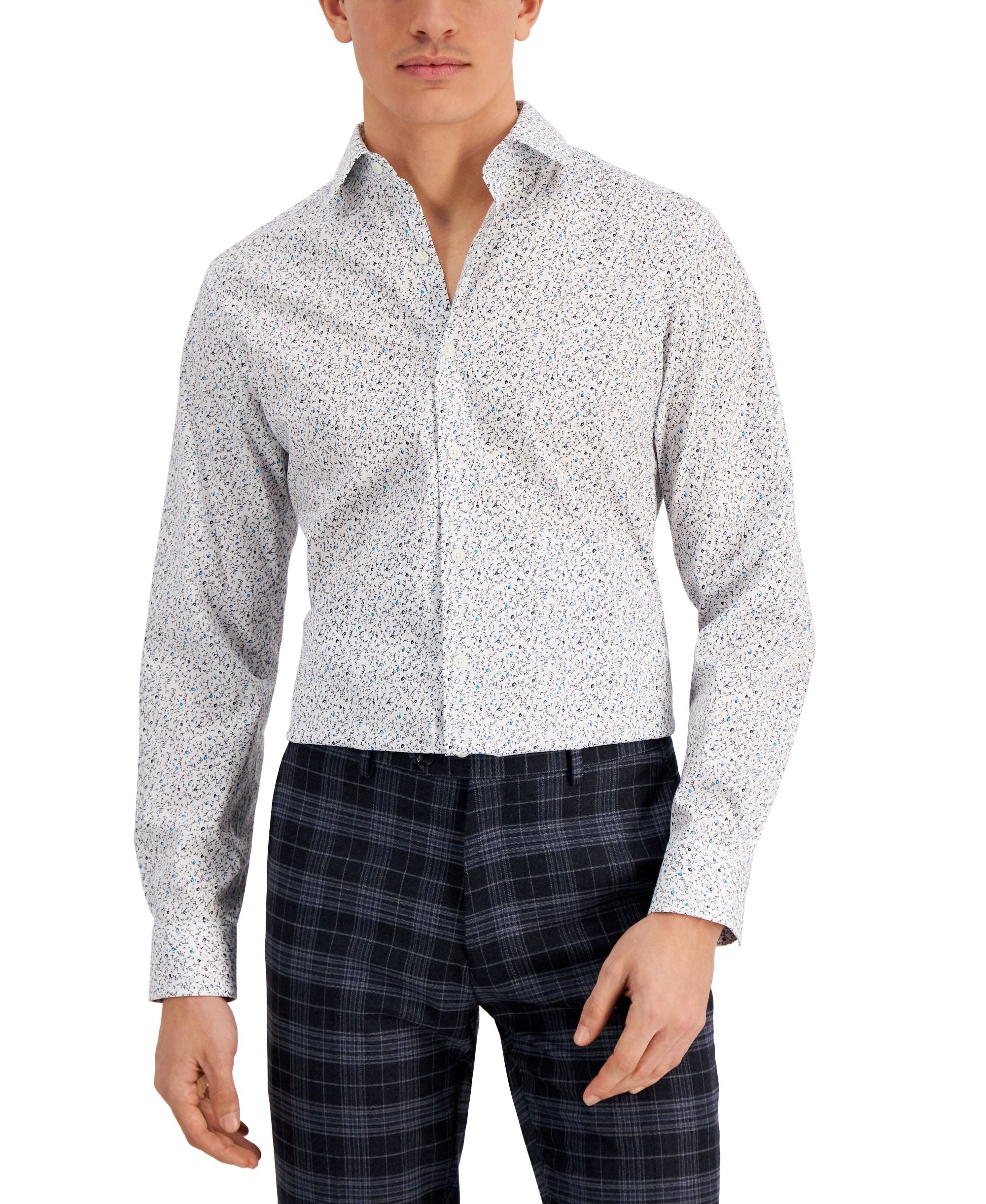 Bar III Mens Slim Fit Floral Dress Shirt