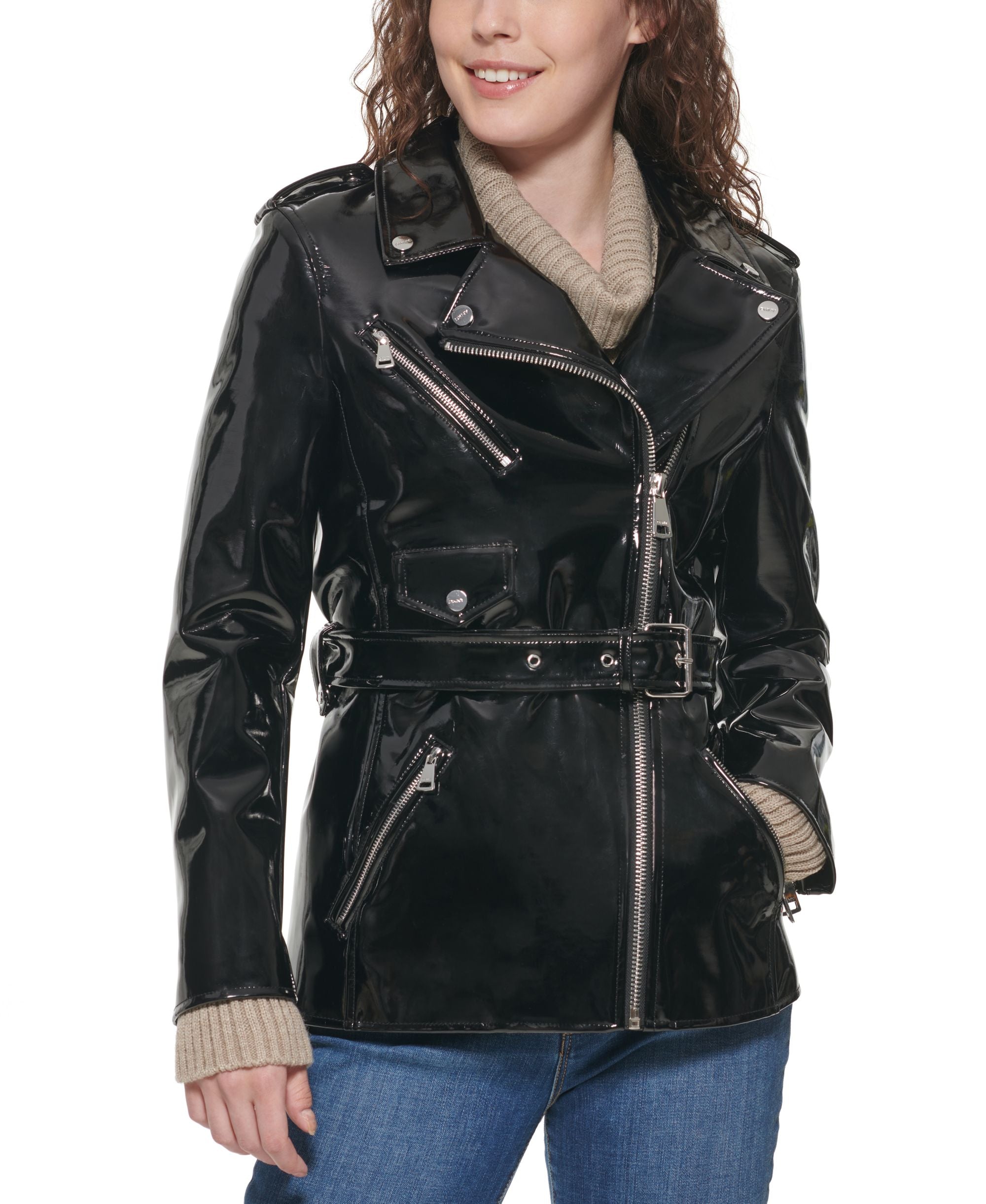DKNY Belted Moto Jacket