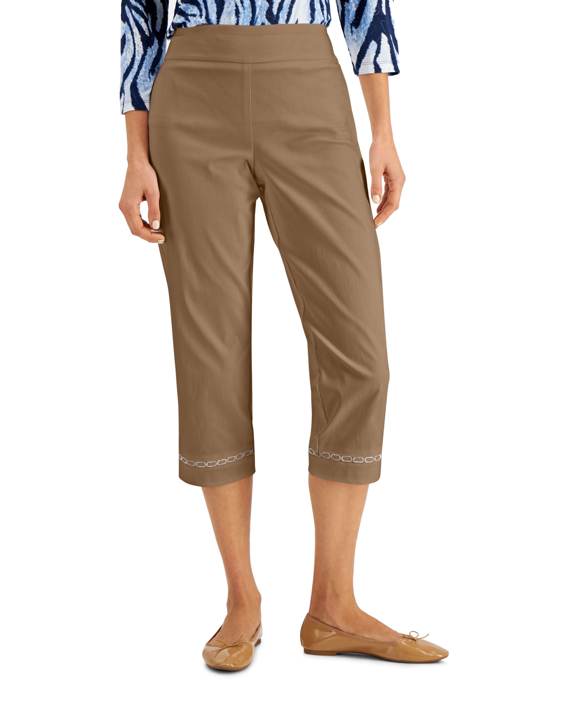 JM Collection Crystal Cuff Capri Pants