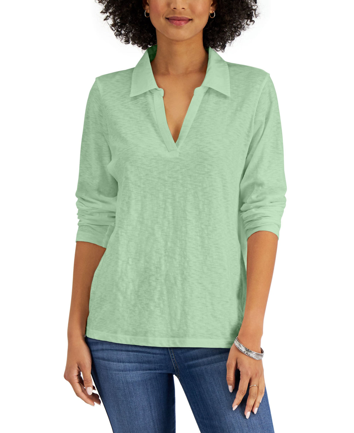 Cotton Long-Sleeve Polo