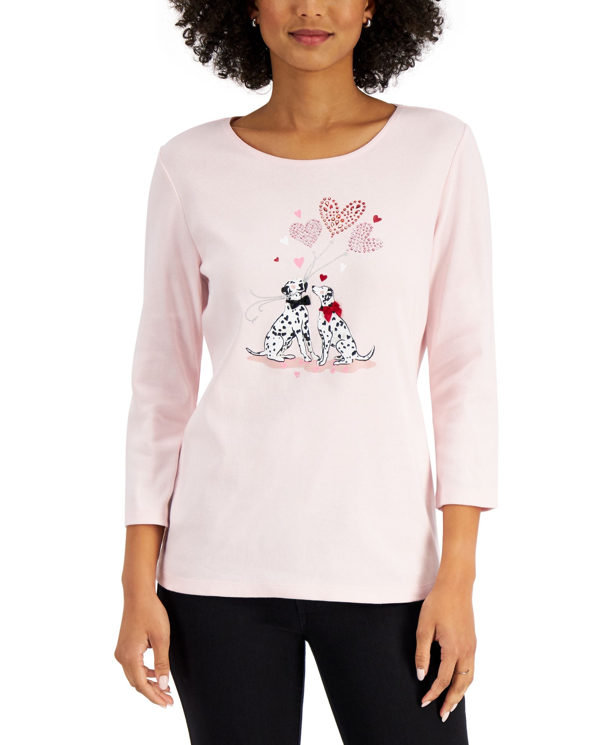 Karen Scott Embellished Dalmation Graphic T-Shirt