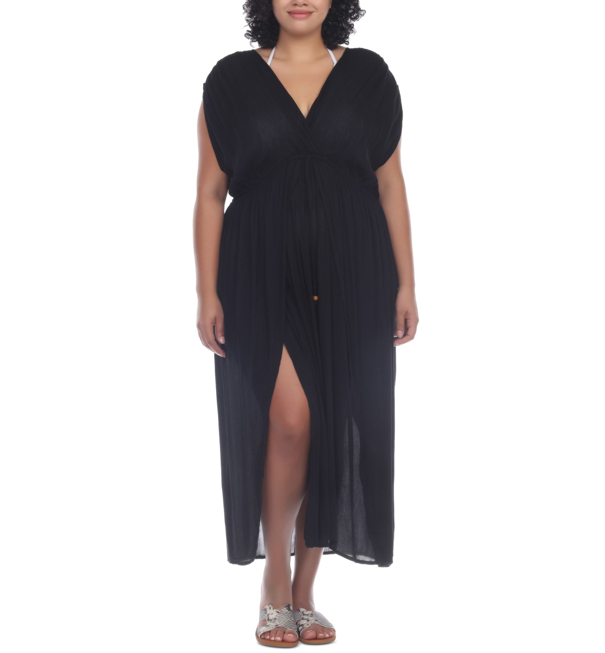Plus Size Front Slit Cover-Up Maxi Dress