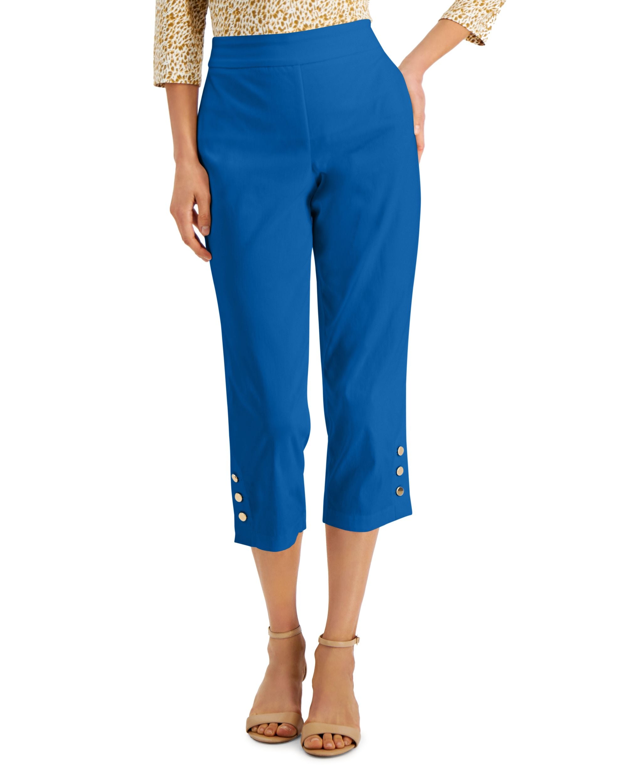 JM Collection Snap Hem Capri Pants