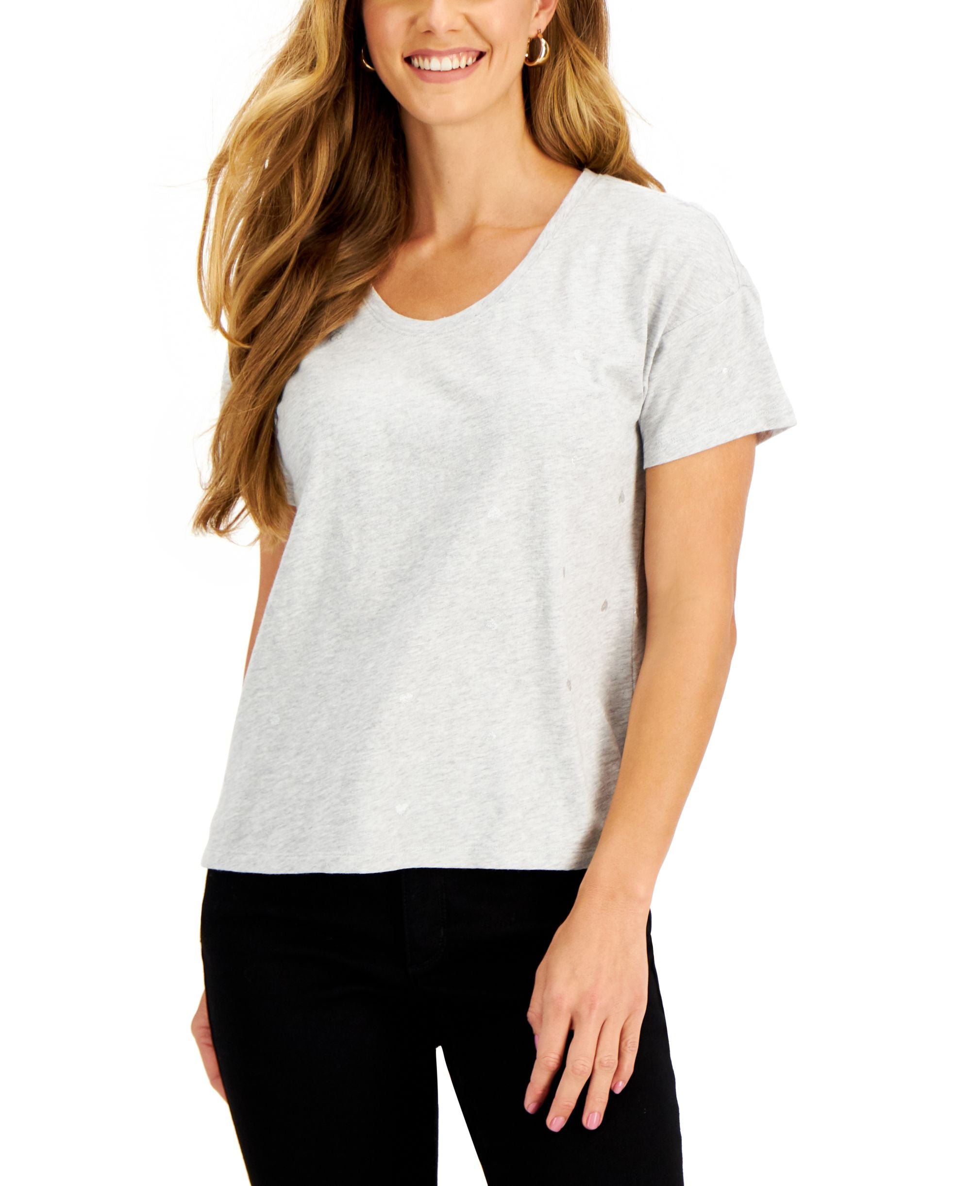 Charter Club Printed Shine Heart T-Shirt