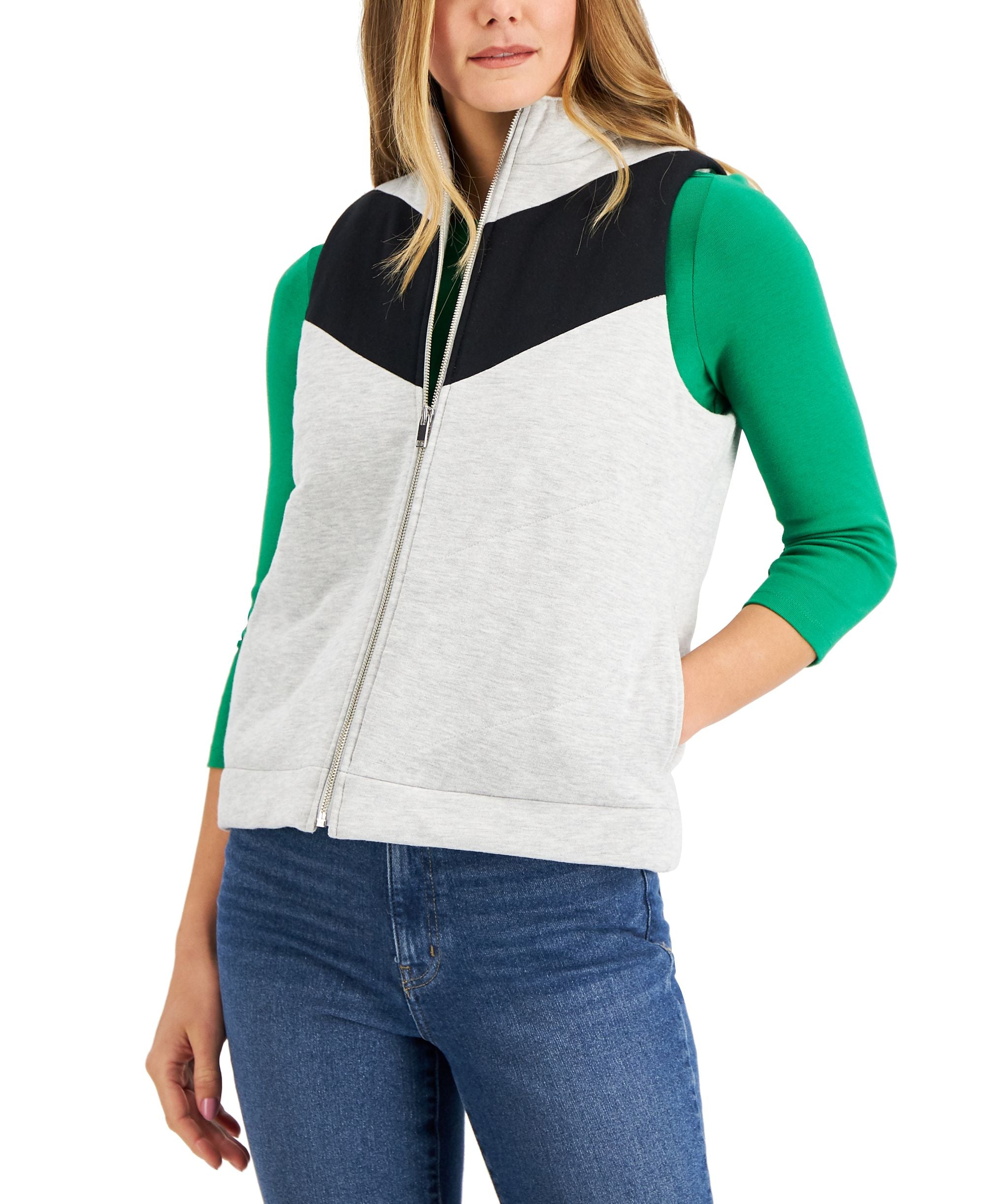 Charter Club Colorblocked French Terry Vest