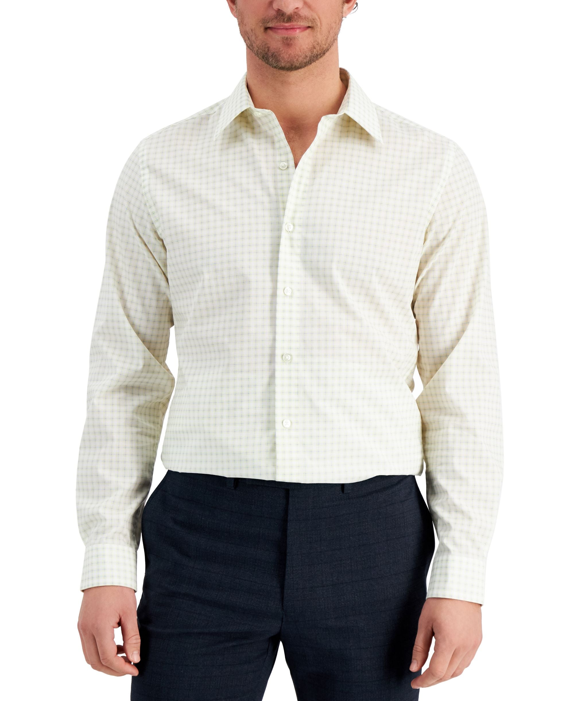 Club Room Mens Slim Fit Deco Check Dress Shirt