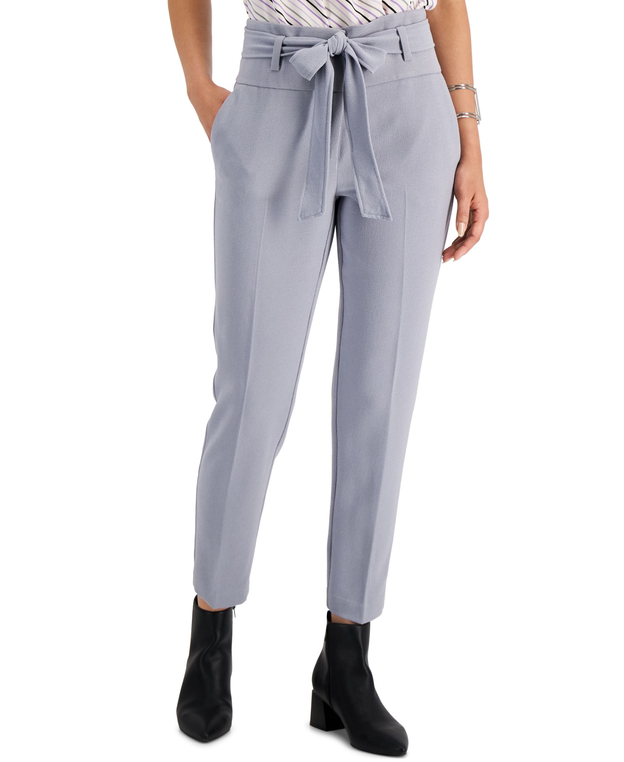 Bar III Belted Slim Ankle Pants