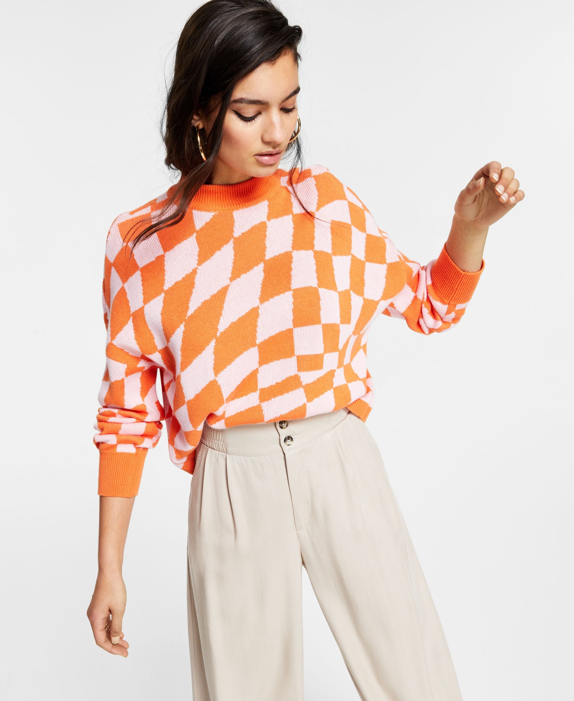 Bar III Mock Neck Cropped Sweater