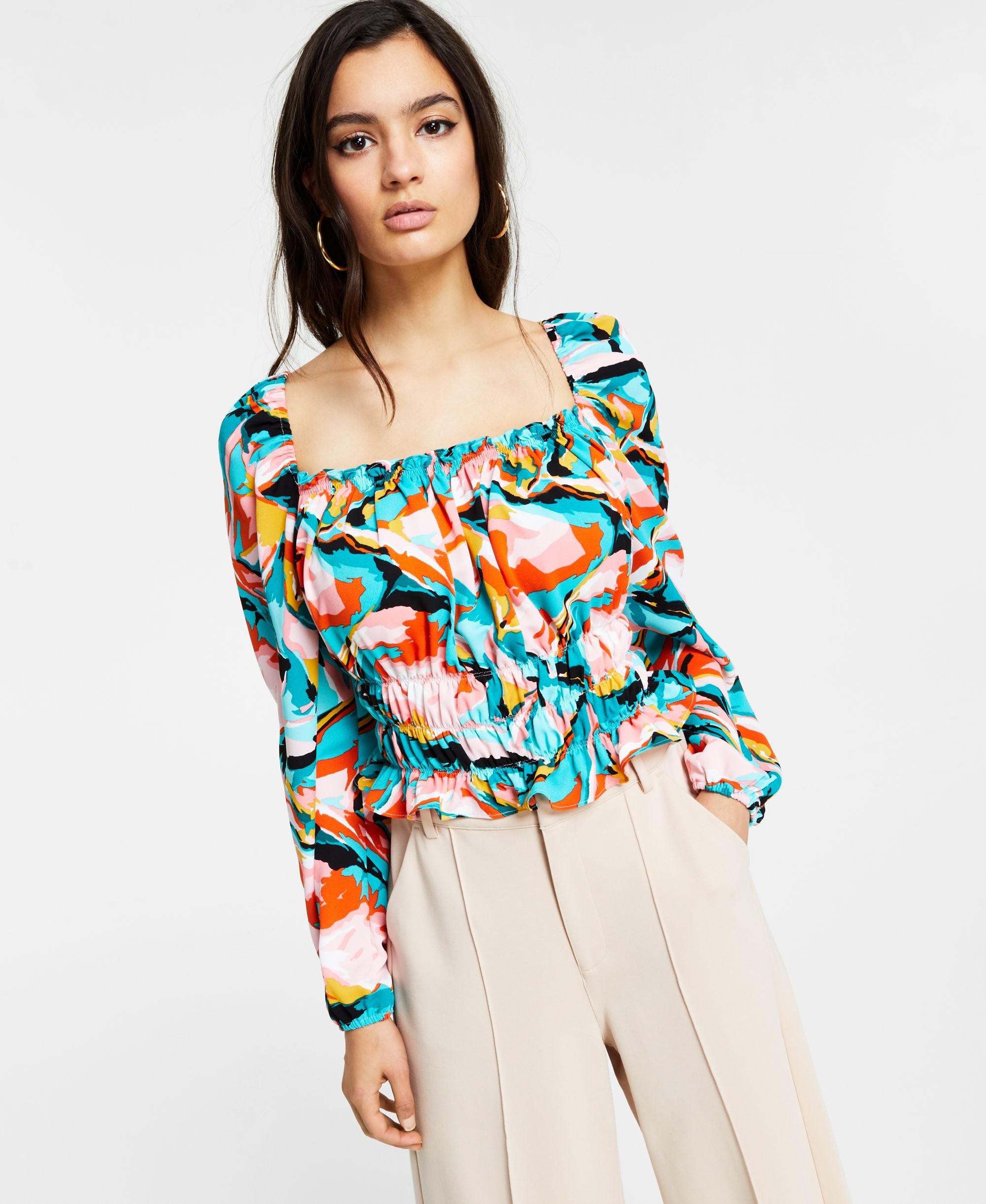 Bar III Square Neck Blouse