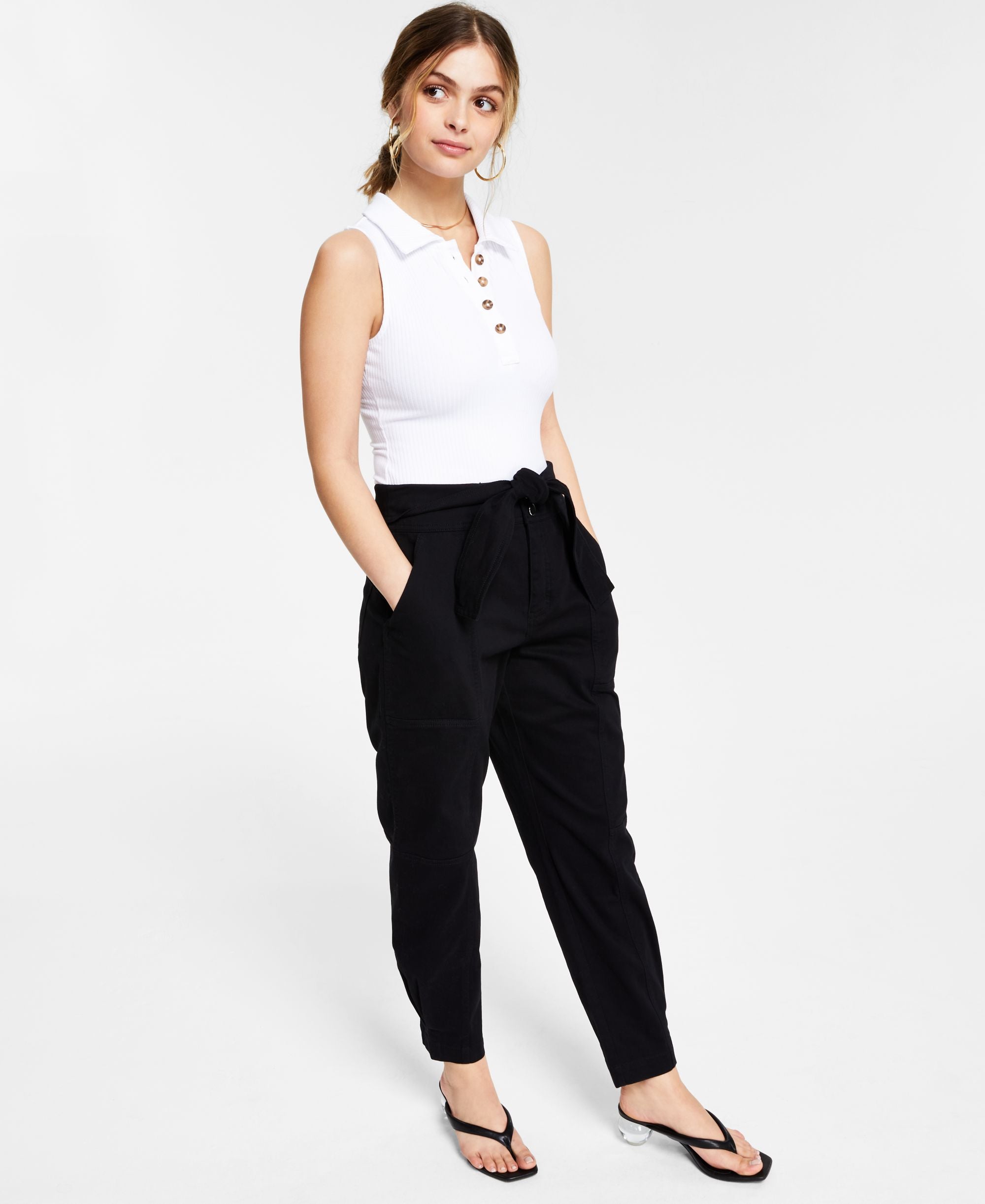 Tie-Front Tapered Pants
