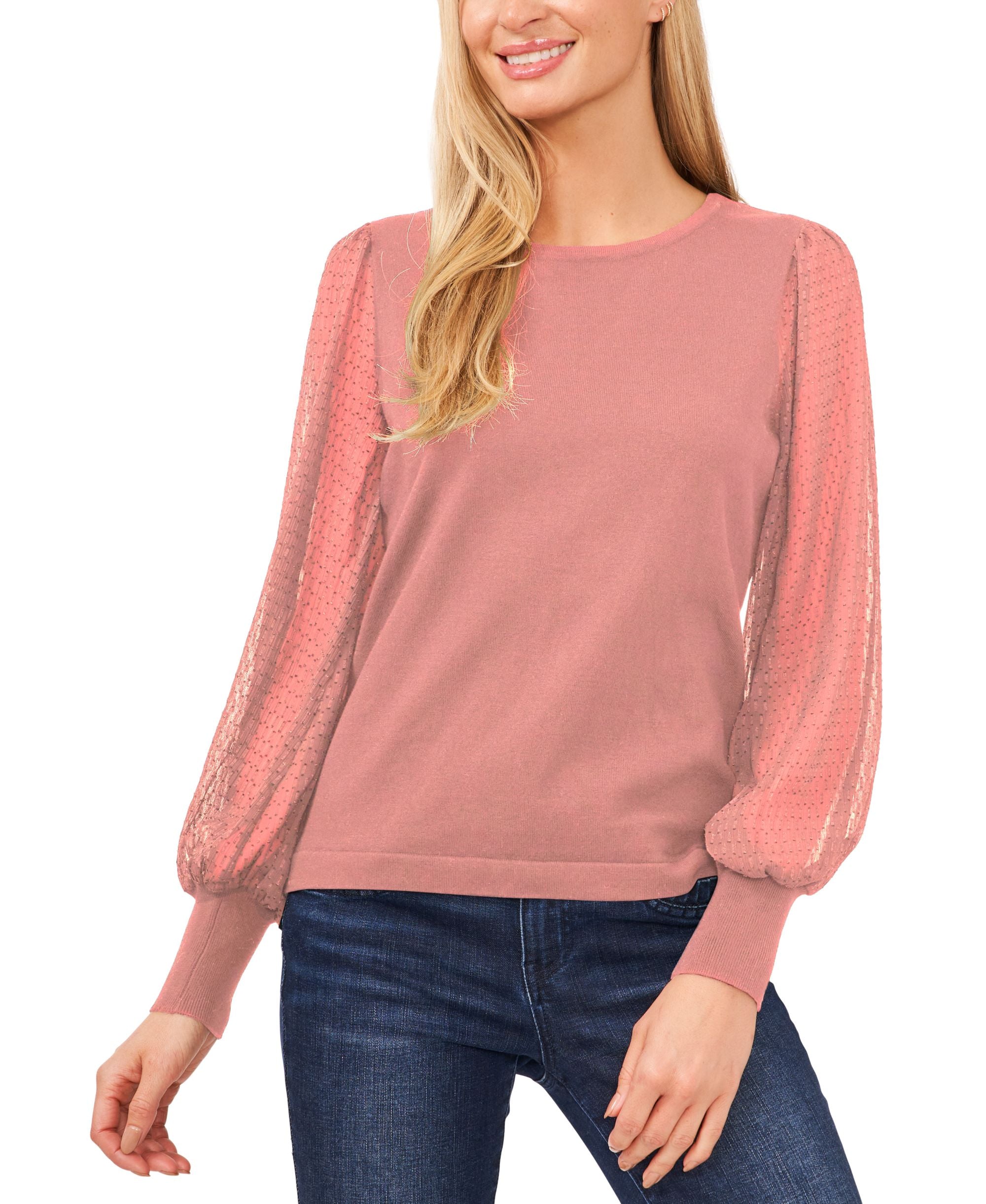 Cece Sheer Sleeve Cotton Top