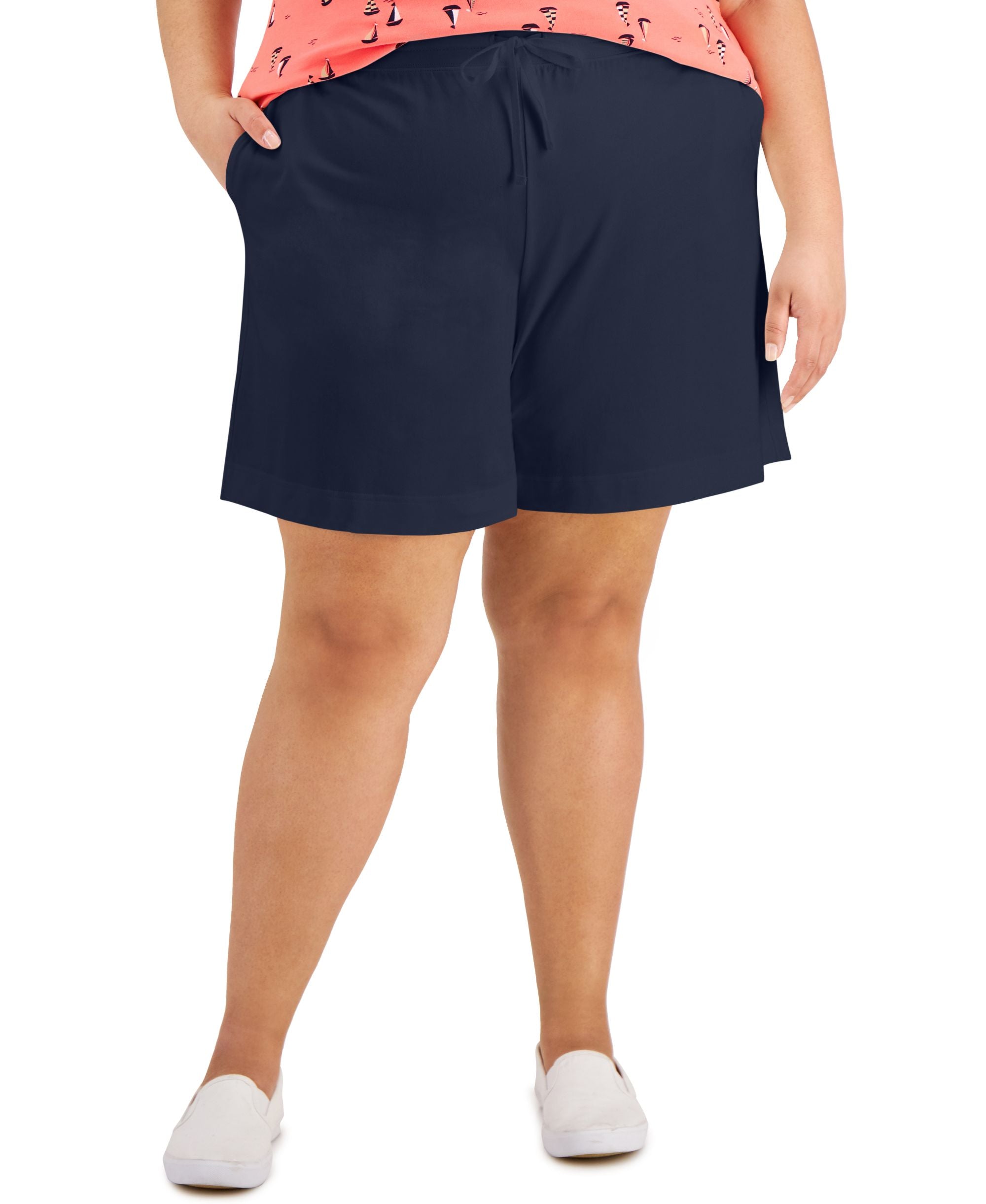 Karen Scott Plus Size Drawstring Waist Knit Shorts
