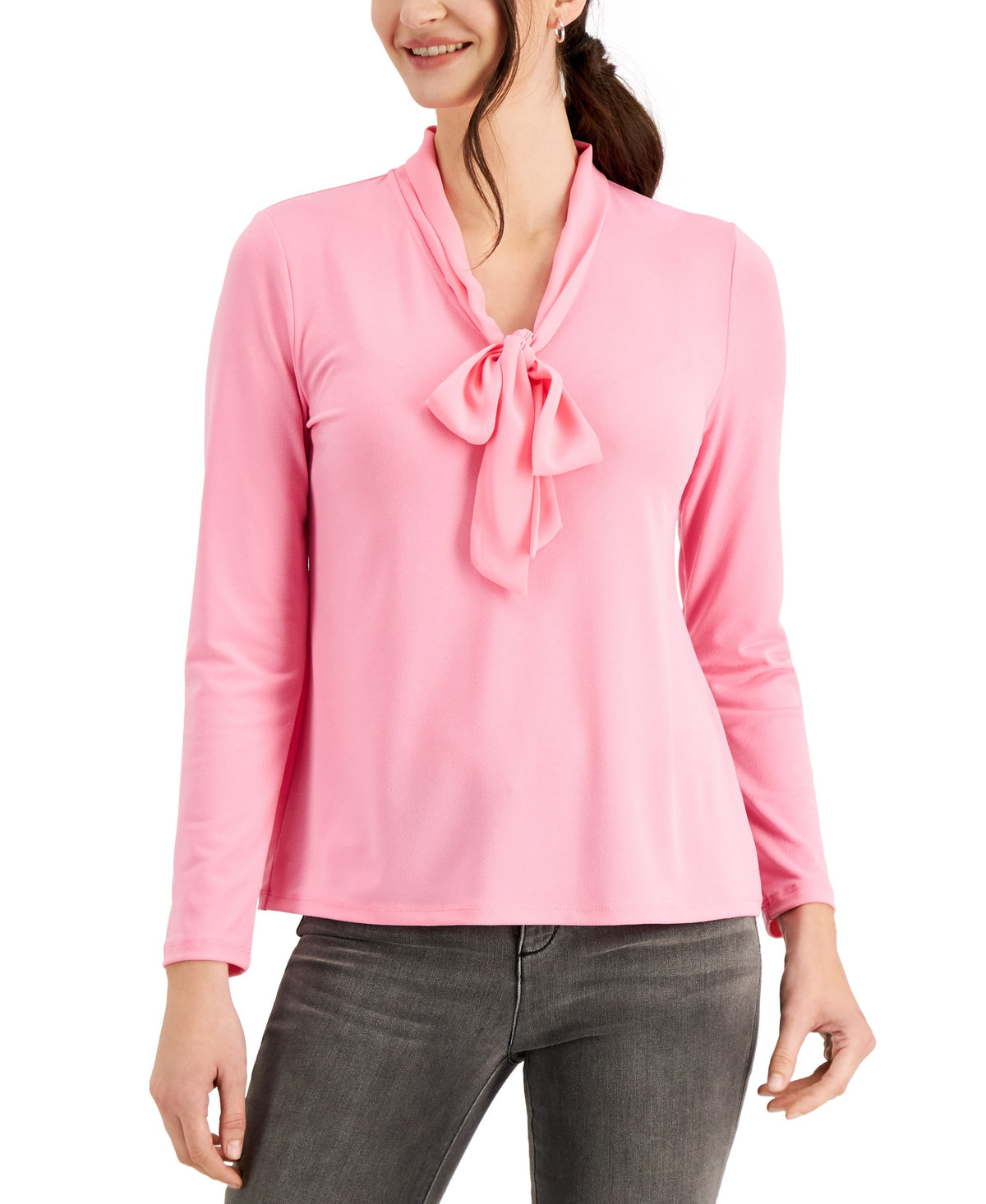 Charter Club Womens Tie Neck Top