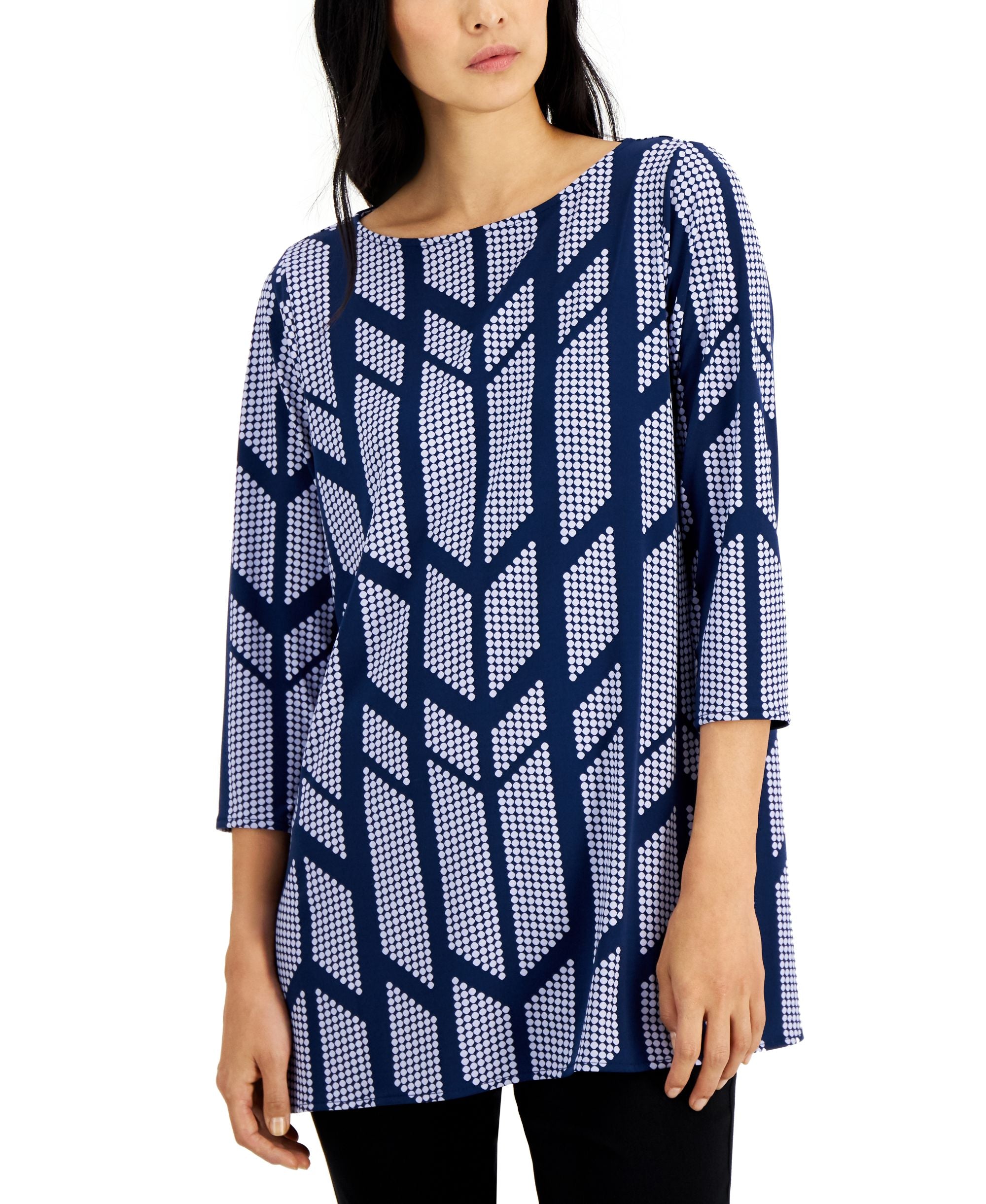 Alfani Petite Printed 3/4 Sleeve Tunic
