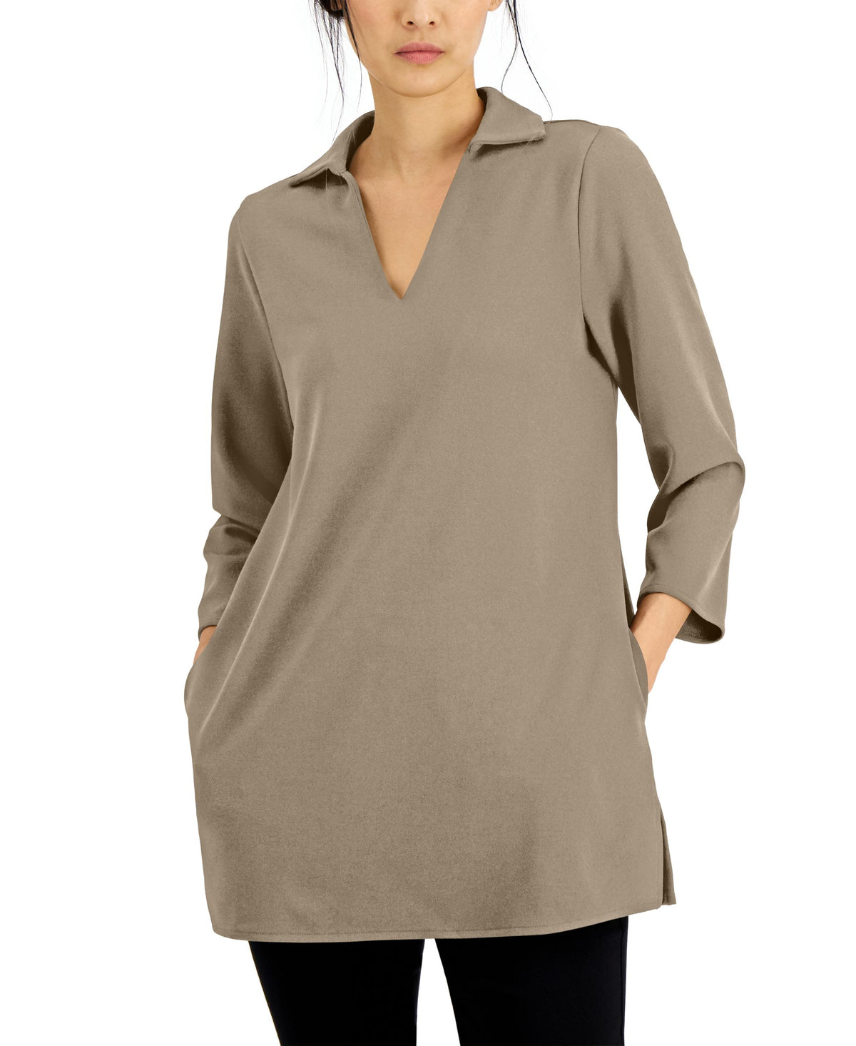 Alfani Collared V Neck Tunic