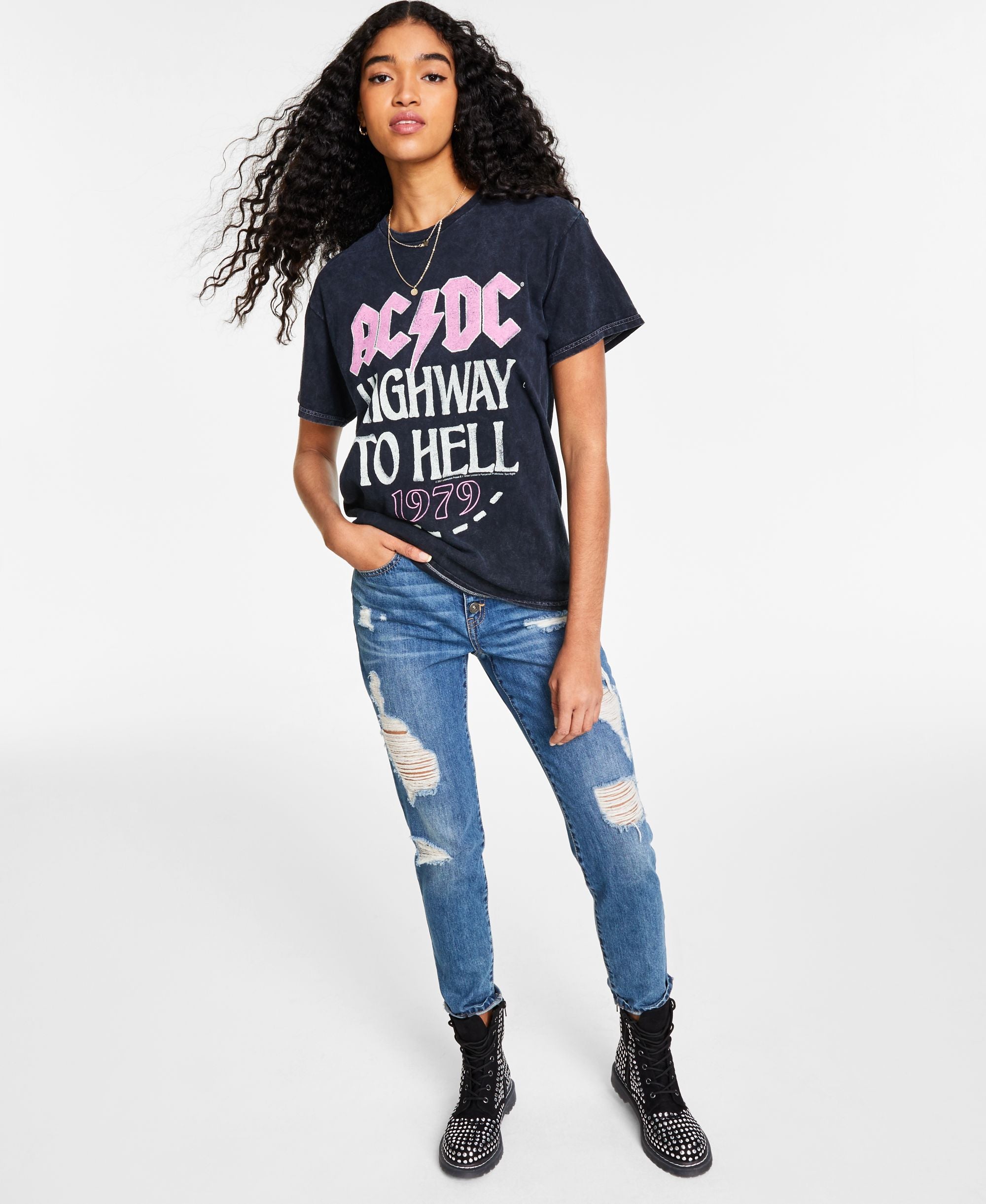 Junk Food Ac Dc Graphic Cotton T-Shirt