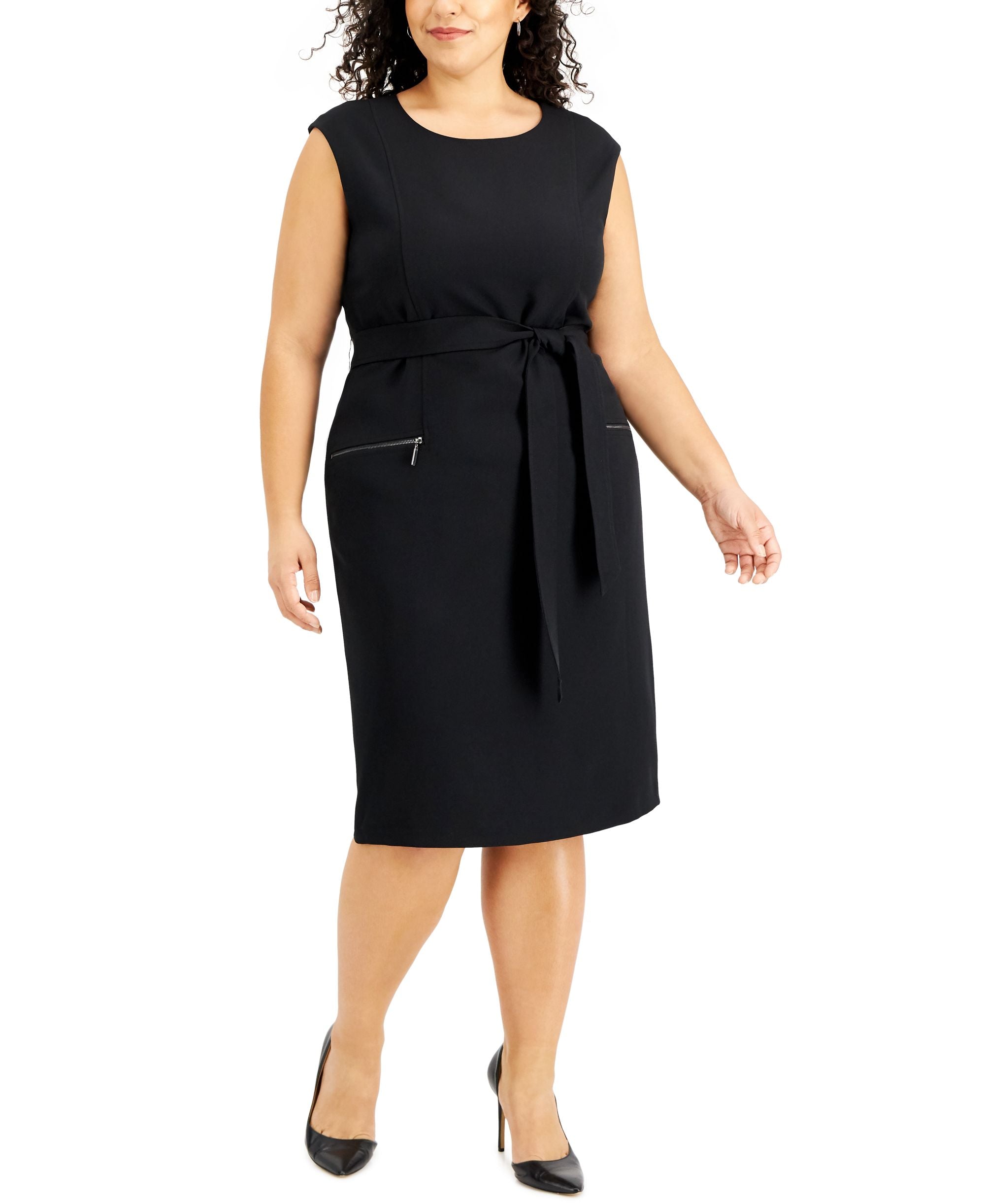 Kasper Plus Size Belted Sheath Dress