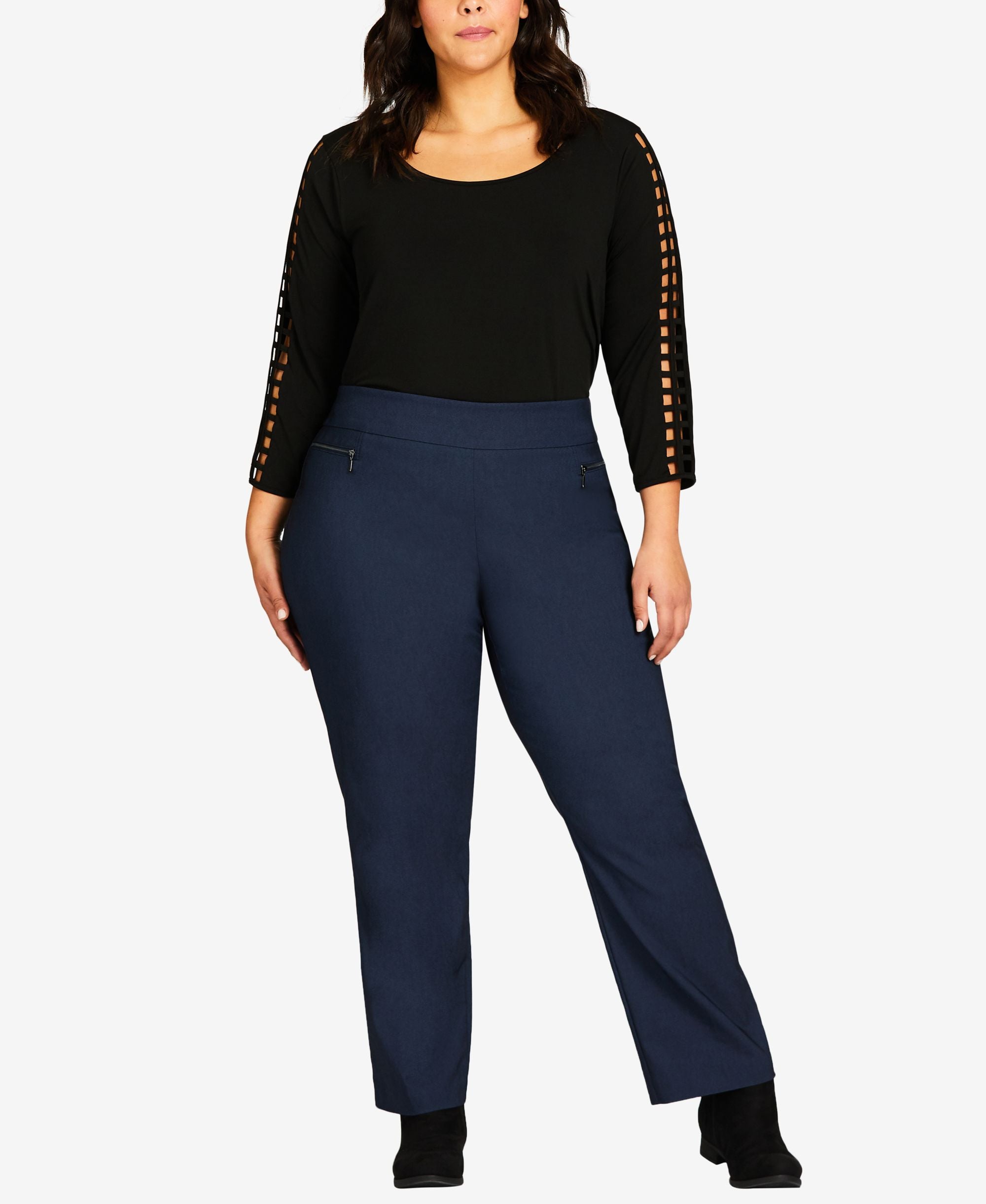 Plus Size Super Stretch Zip Average Pants