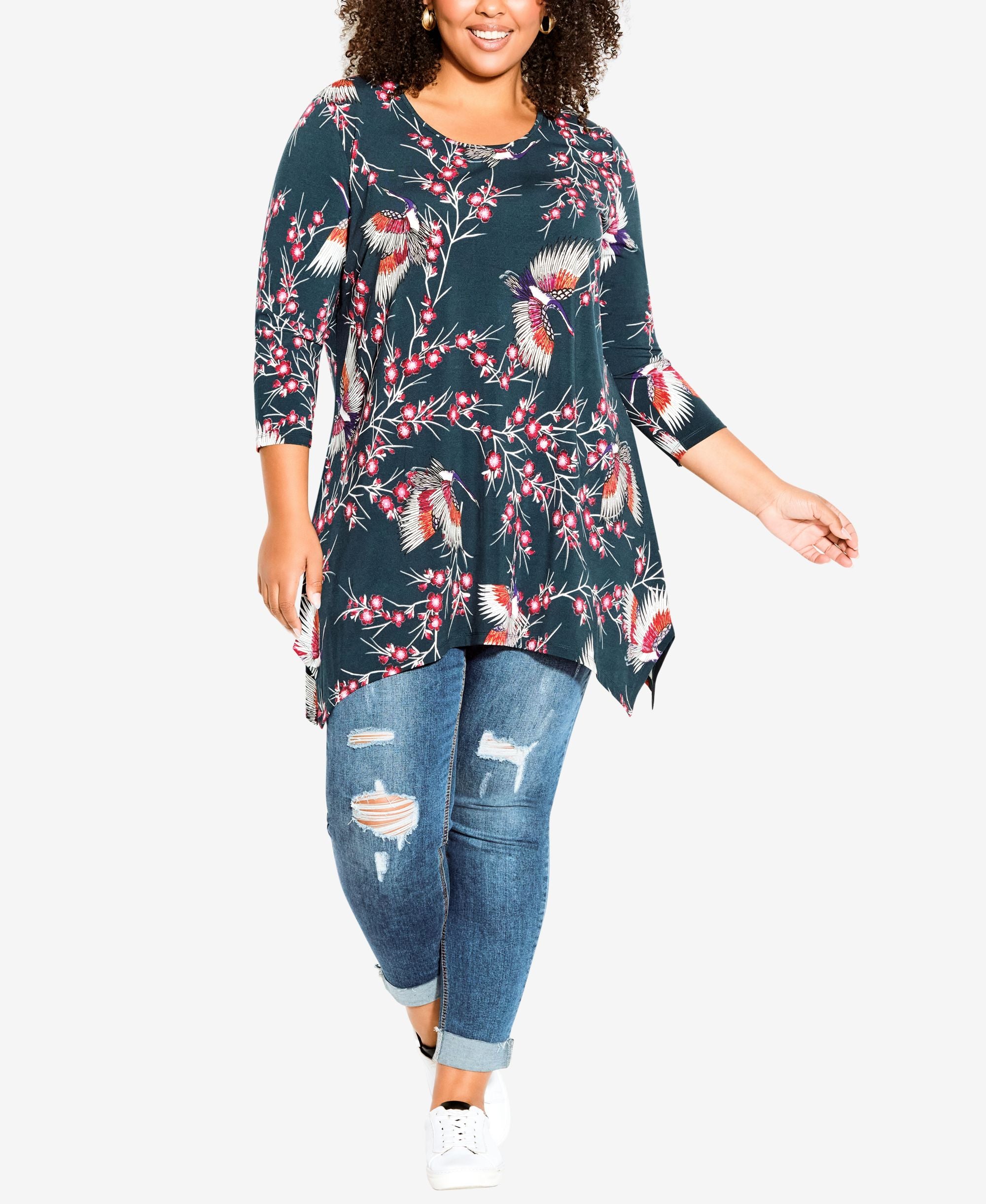 Plus Size Cosmic Print Tunic Top