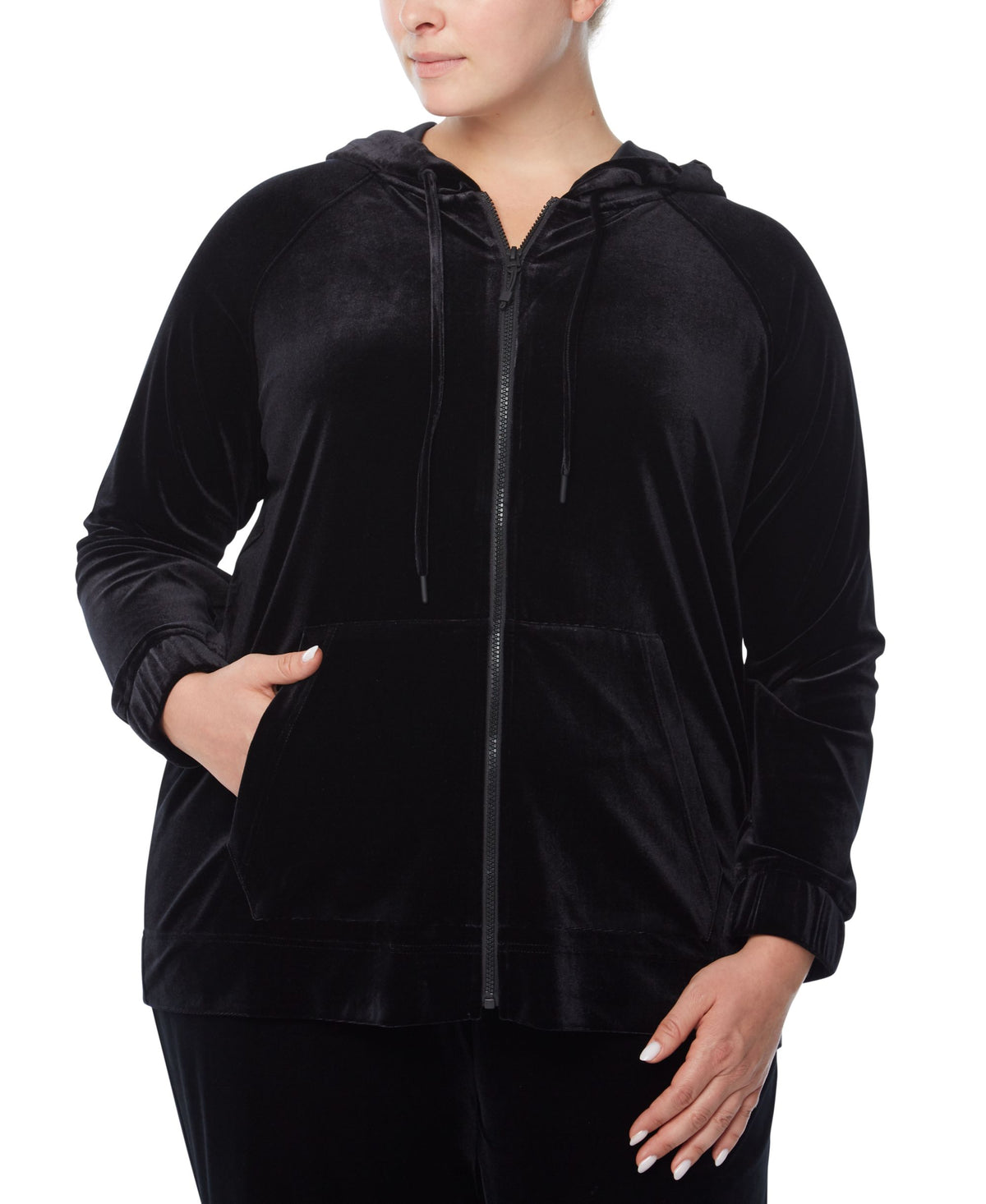Jones New York Plus Size Velour Zippered Hoodie
