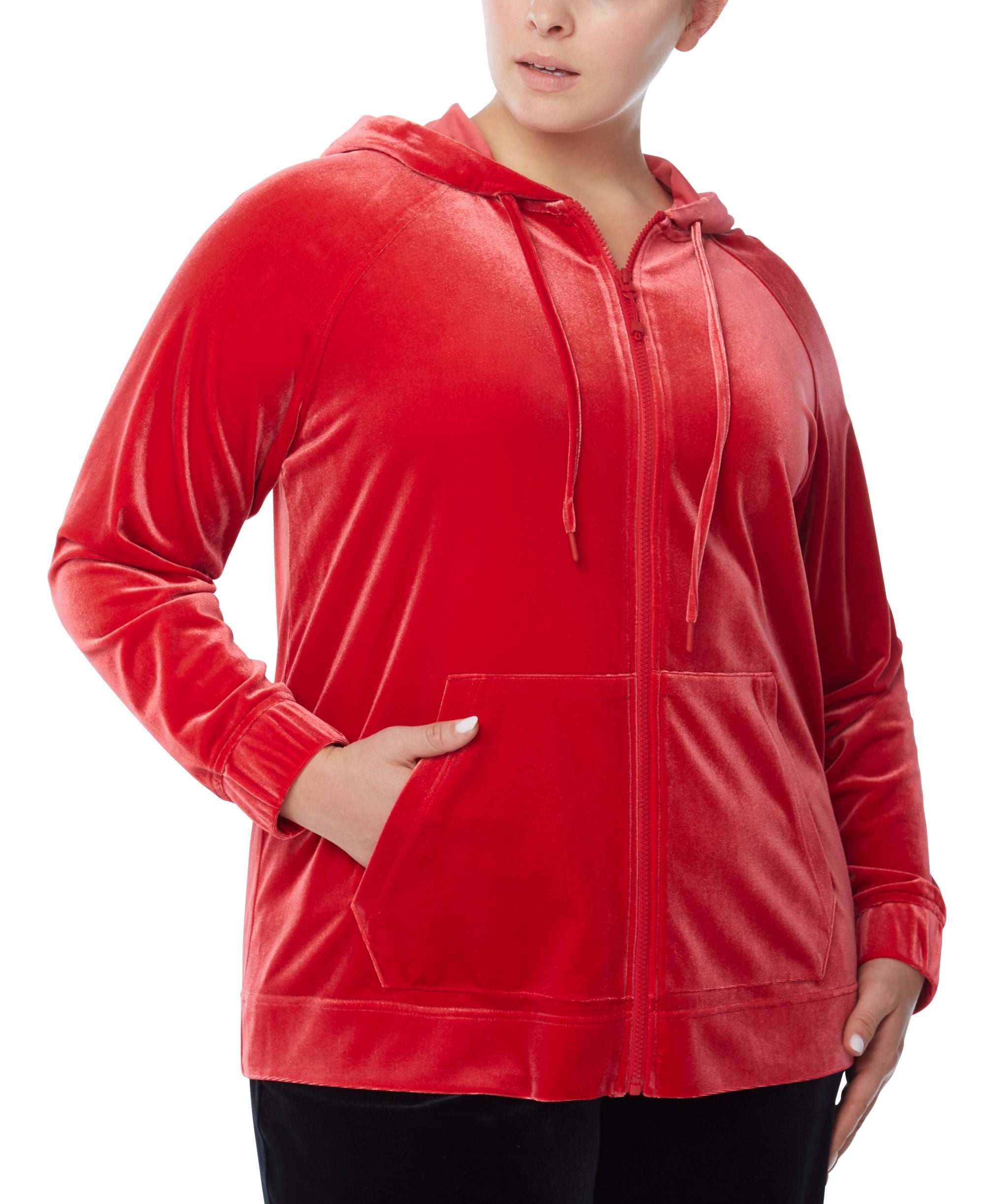 Jones New York Plus Size Velour Zippered Hoodie