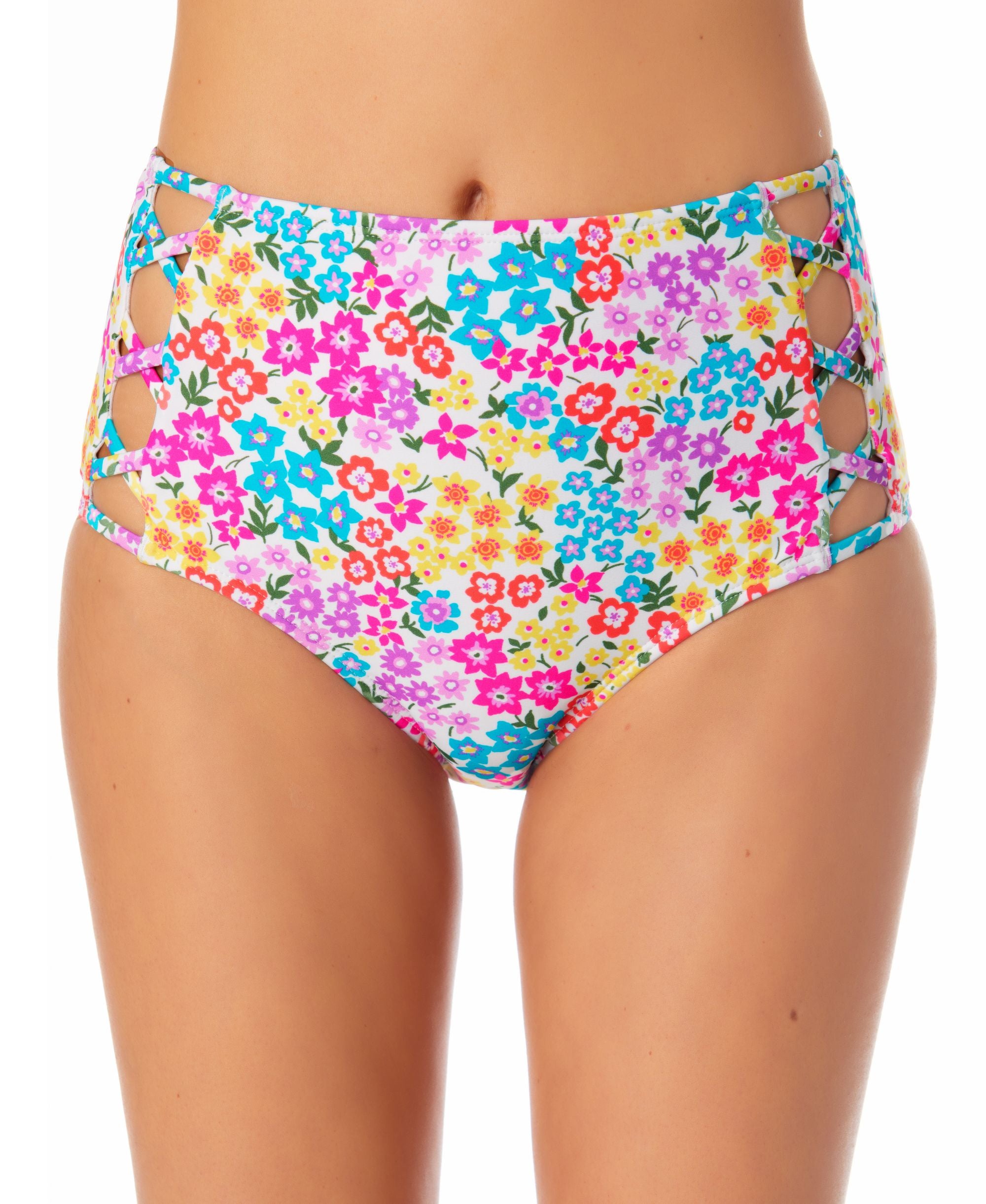 Juniors' High-Rise Strappy-Side Bikini Bottoms